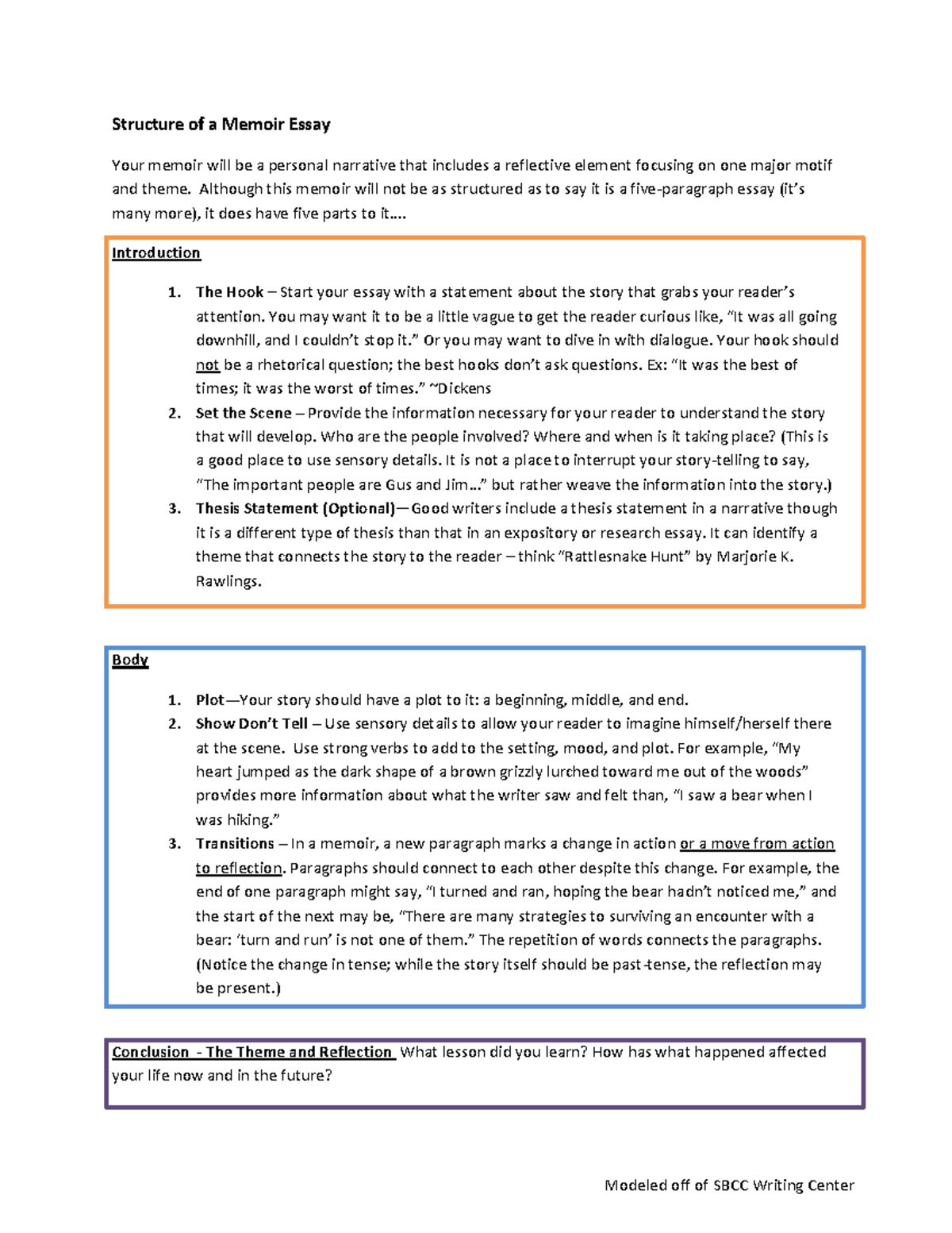 Structure of a Memoir Essay in PDF - Structure of a Memoir Essay Your ...