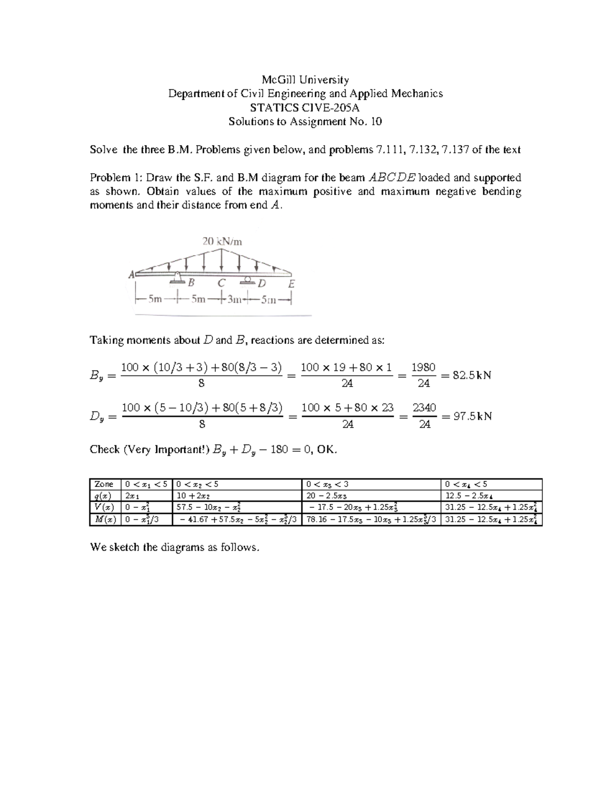 Assignment 10 Sol - McGill University Department of Civil Engineering ...