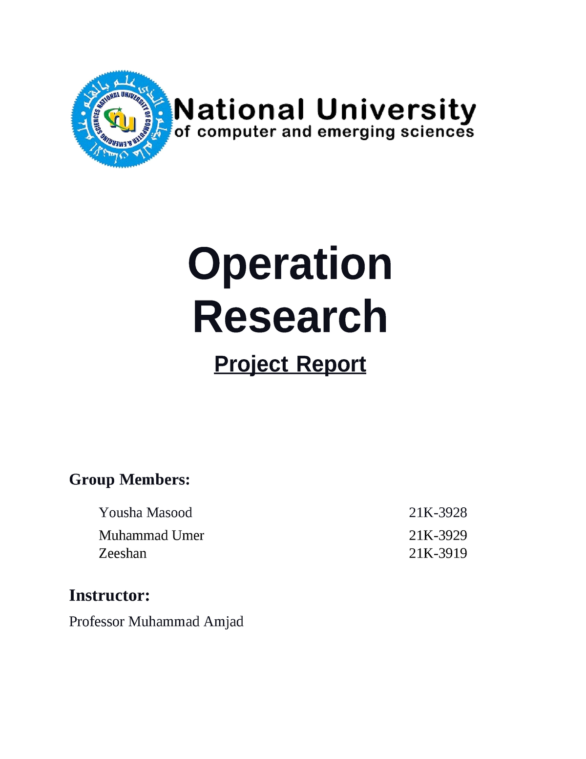 operations research project report