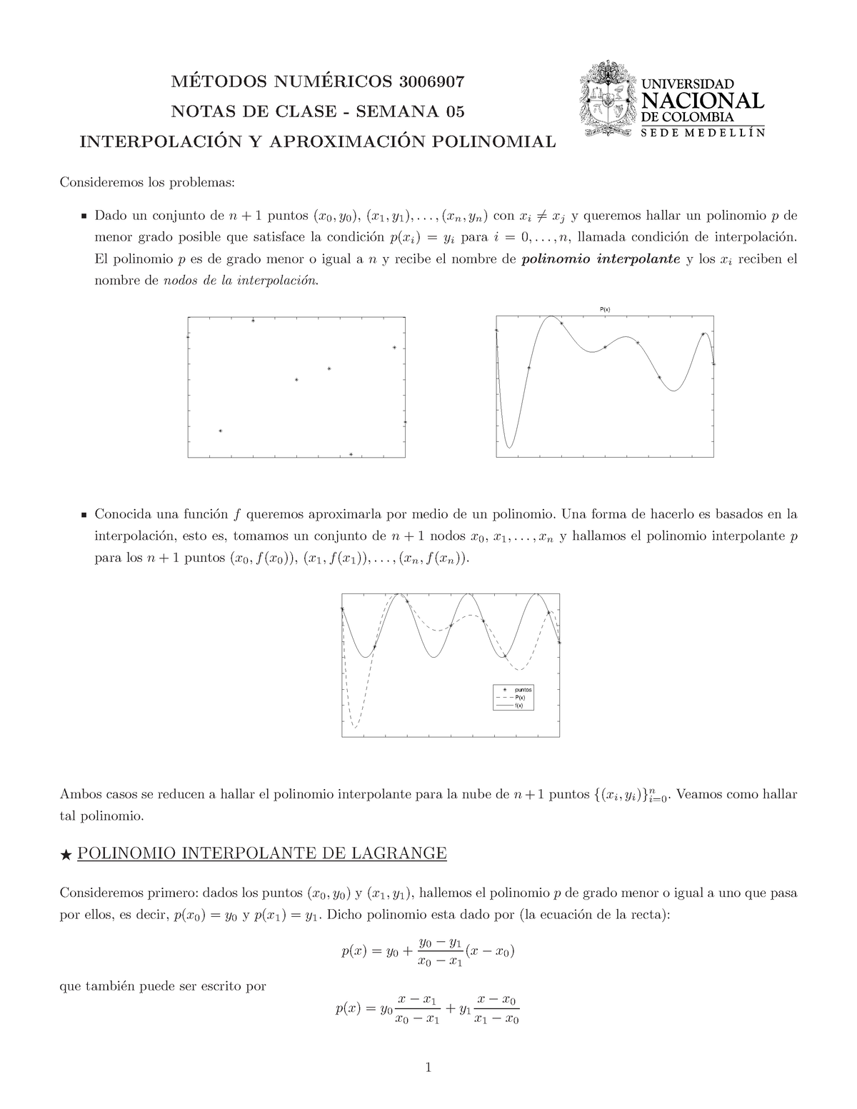 5) Lagrange Newton - Sumary - M ́ ETODOS NUM ́ ERICOS 3006907 NOTAS DE ...