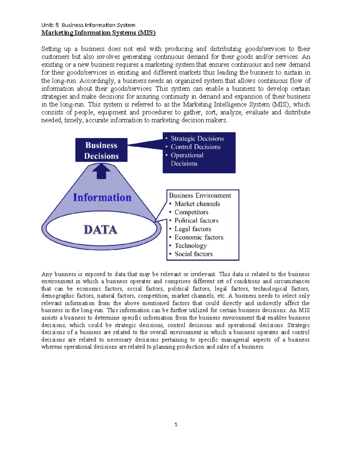 Unit8 Business Information System - Marketing Information Systems (MIS ...