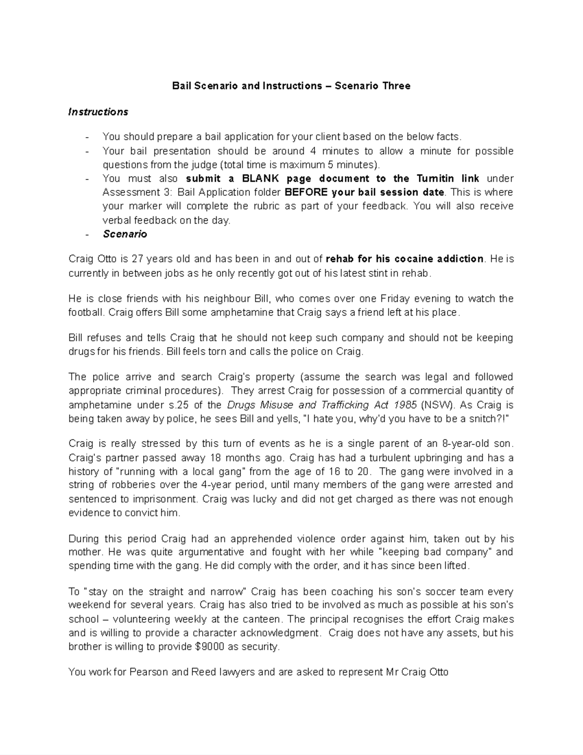 BAIL Application ( Assessment 3) - Google Docs - Bail Scenario and ...