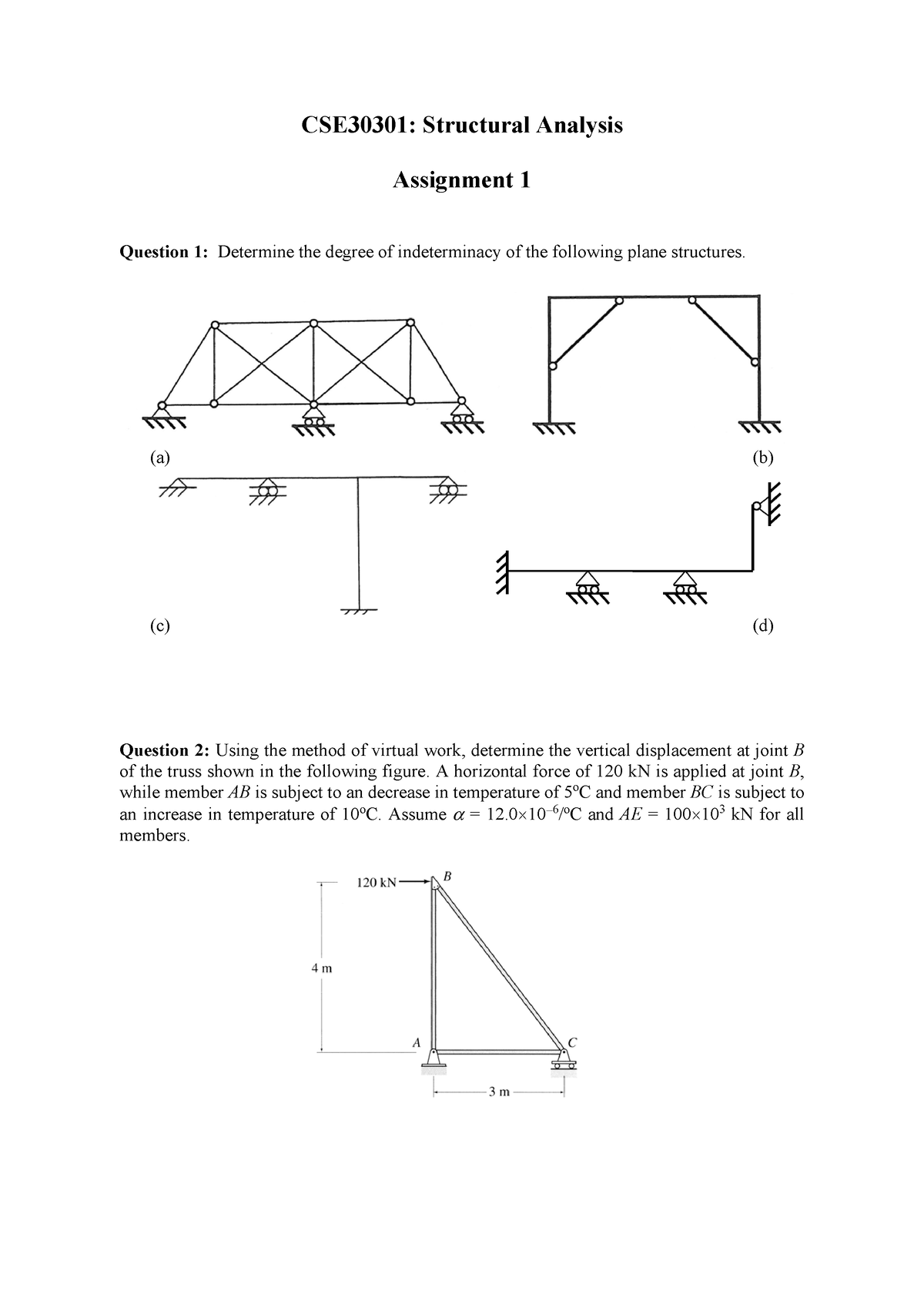 CSE30301 Structual Analysis Assignment 1 2015 - CSE30301: Structural ...