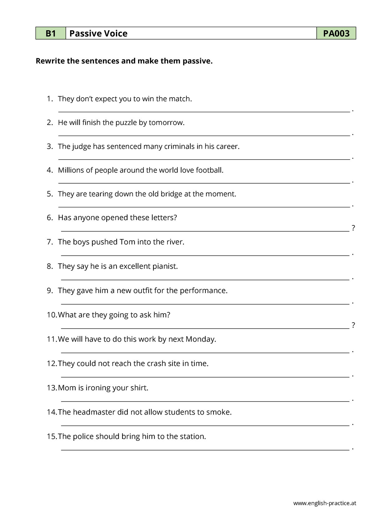 change to passive voice - English - Univ-K - Studocu