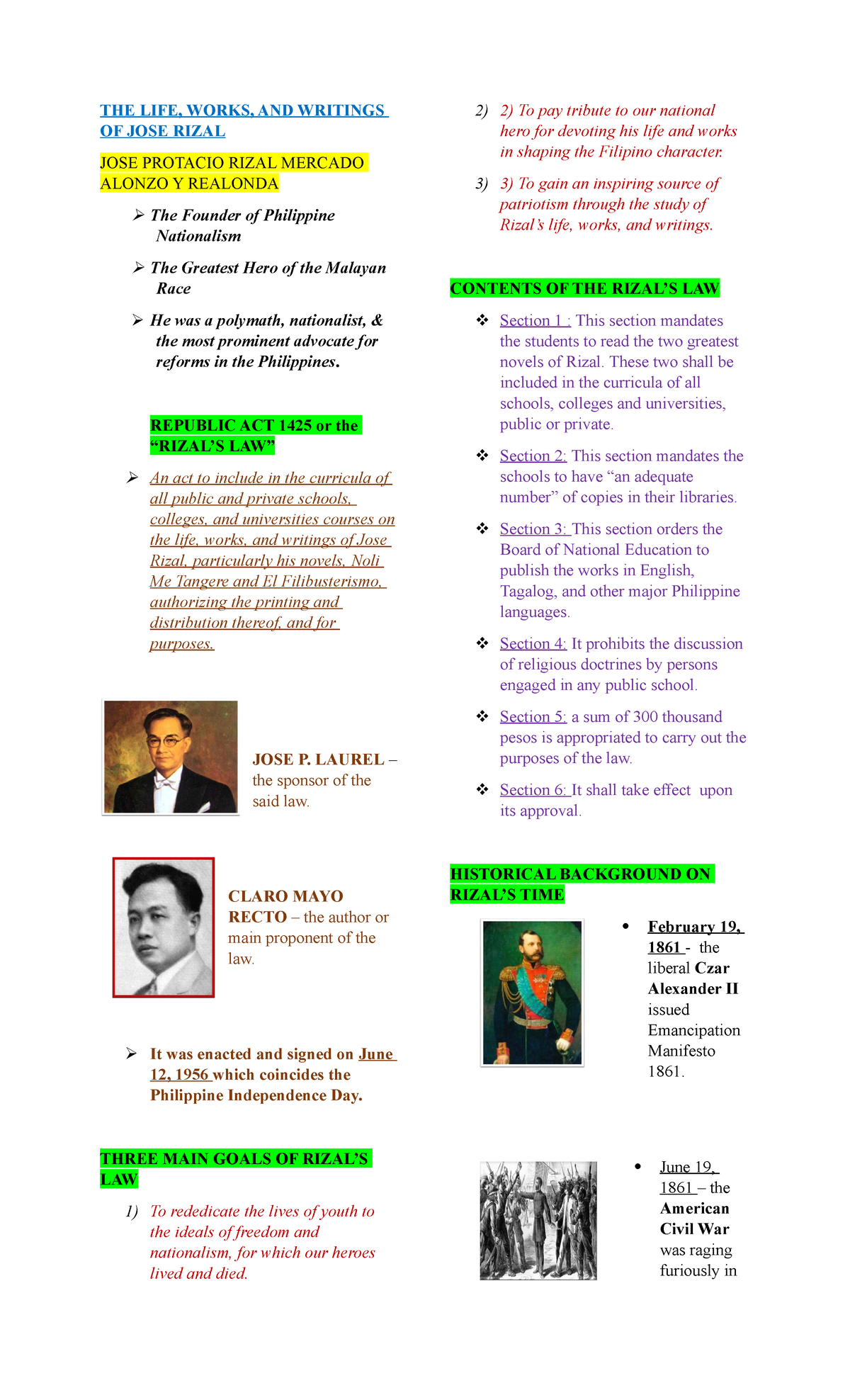 Rizal'S LIFE AND Works - THE LIFE, WORKS, AND WRITINGS OF JOSE RIZAL ...