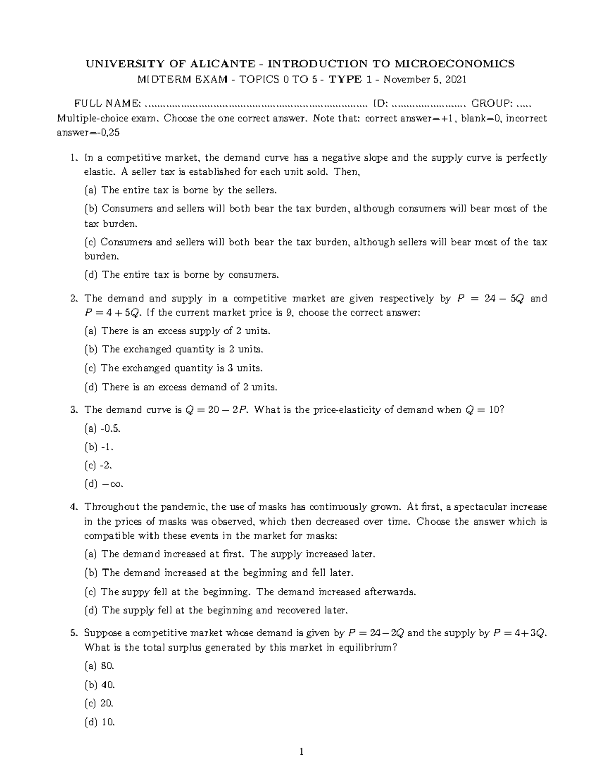 Midterm November 2021-22 - UNIVERSITY OF ALICANTE - INTRODUCTION TO ...