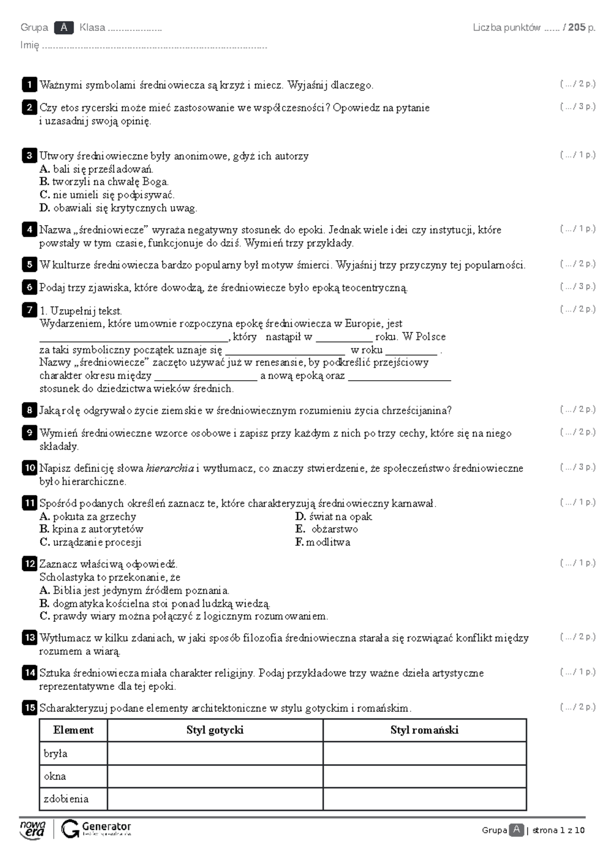 Sprawdzian Z Romantyzmu 1 Odpowiedzi Nowa Eras www.studocu.com