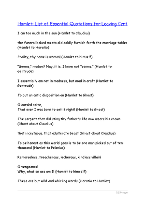 Imagery and Language Essay - IMAGERY AND LANGUAGE IN HAMLET PLAN 1 ...