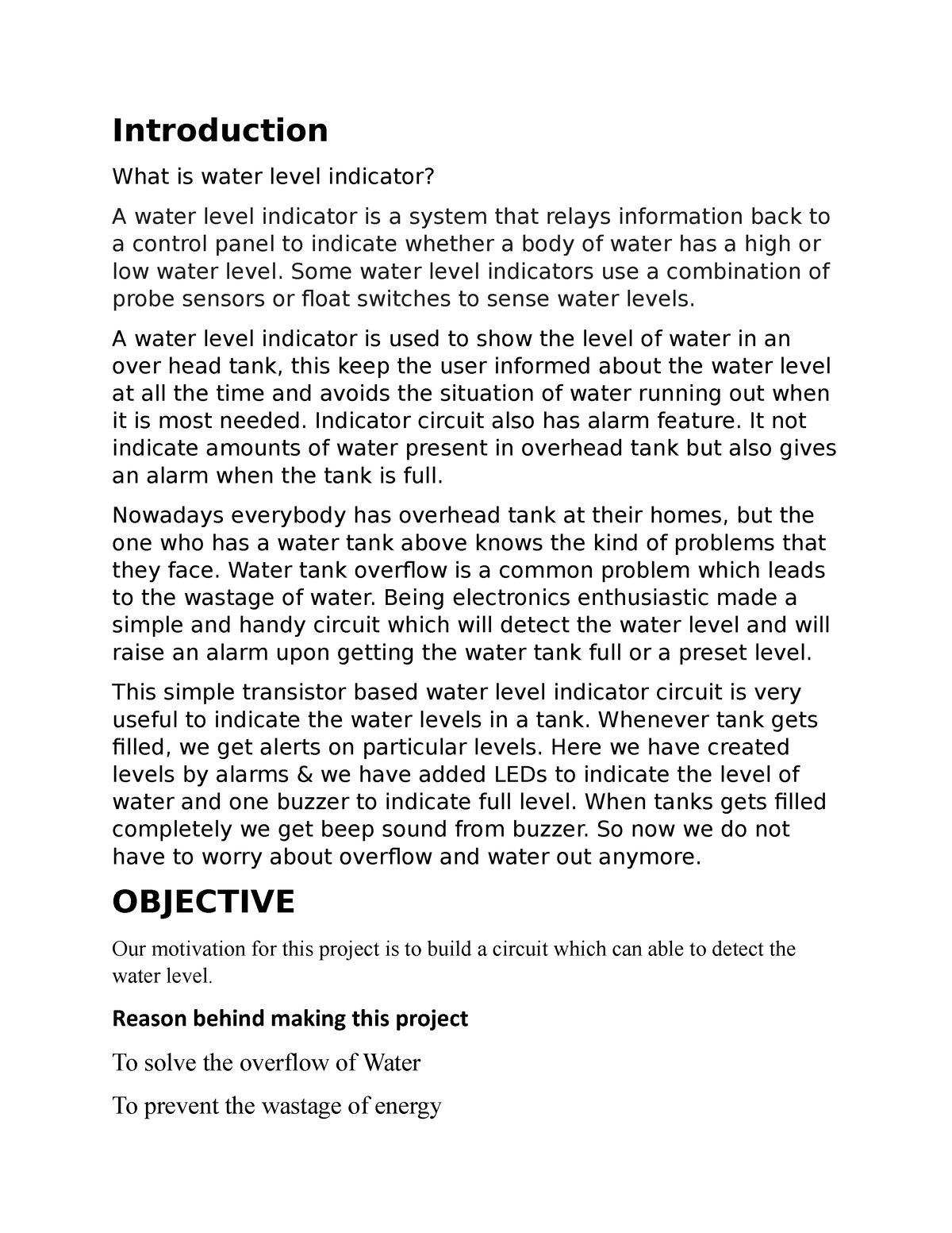 literature review about water level indicator