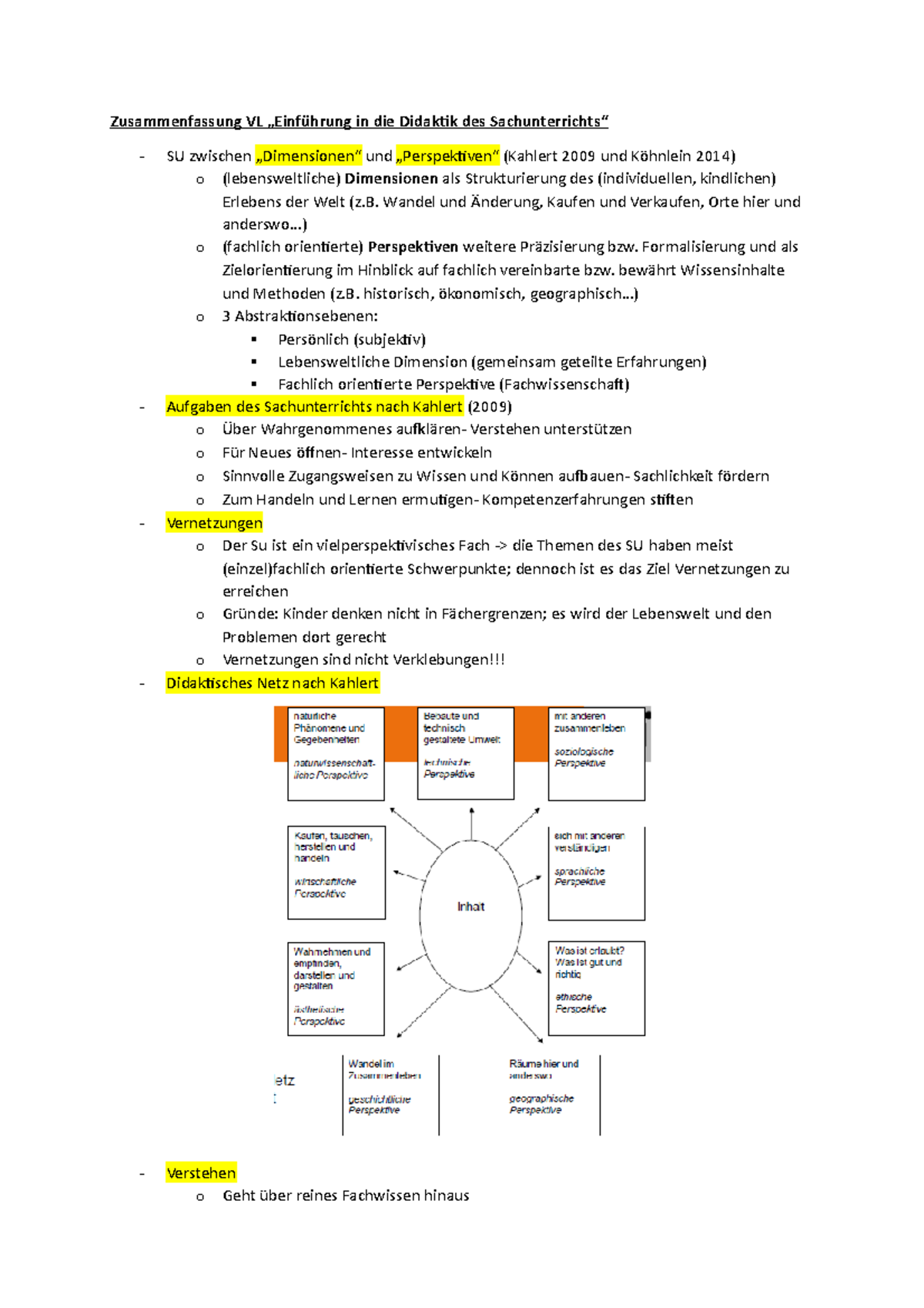 Handbuch Der Didaktik Des Sachunterrichts Zusammenfassung VL SU - Zusammenfassung VL „Einführung in die Didaktik