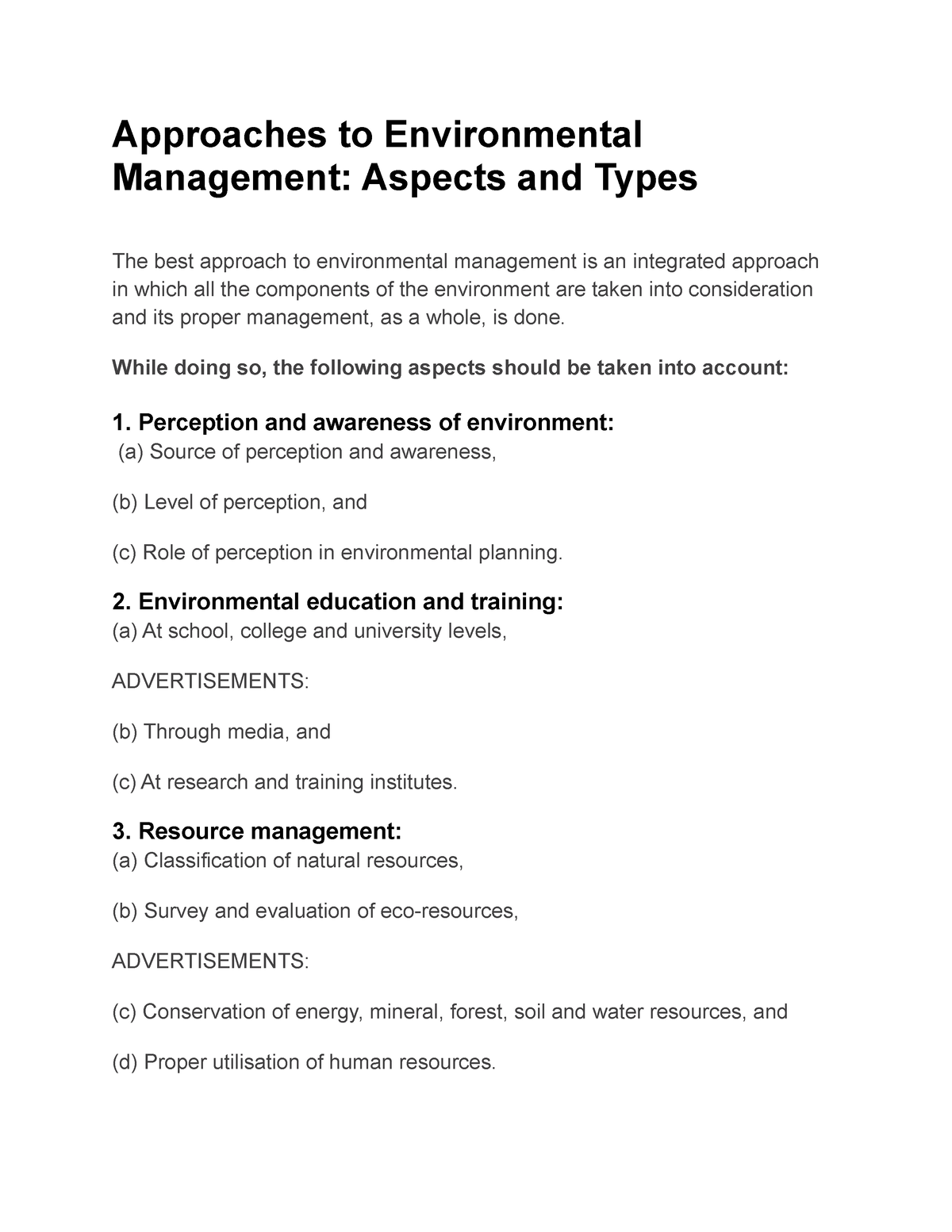 environmental management case study