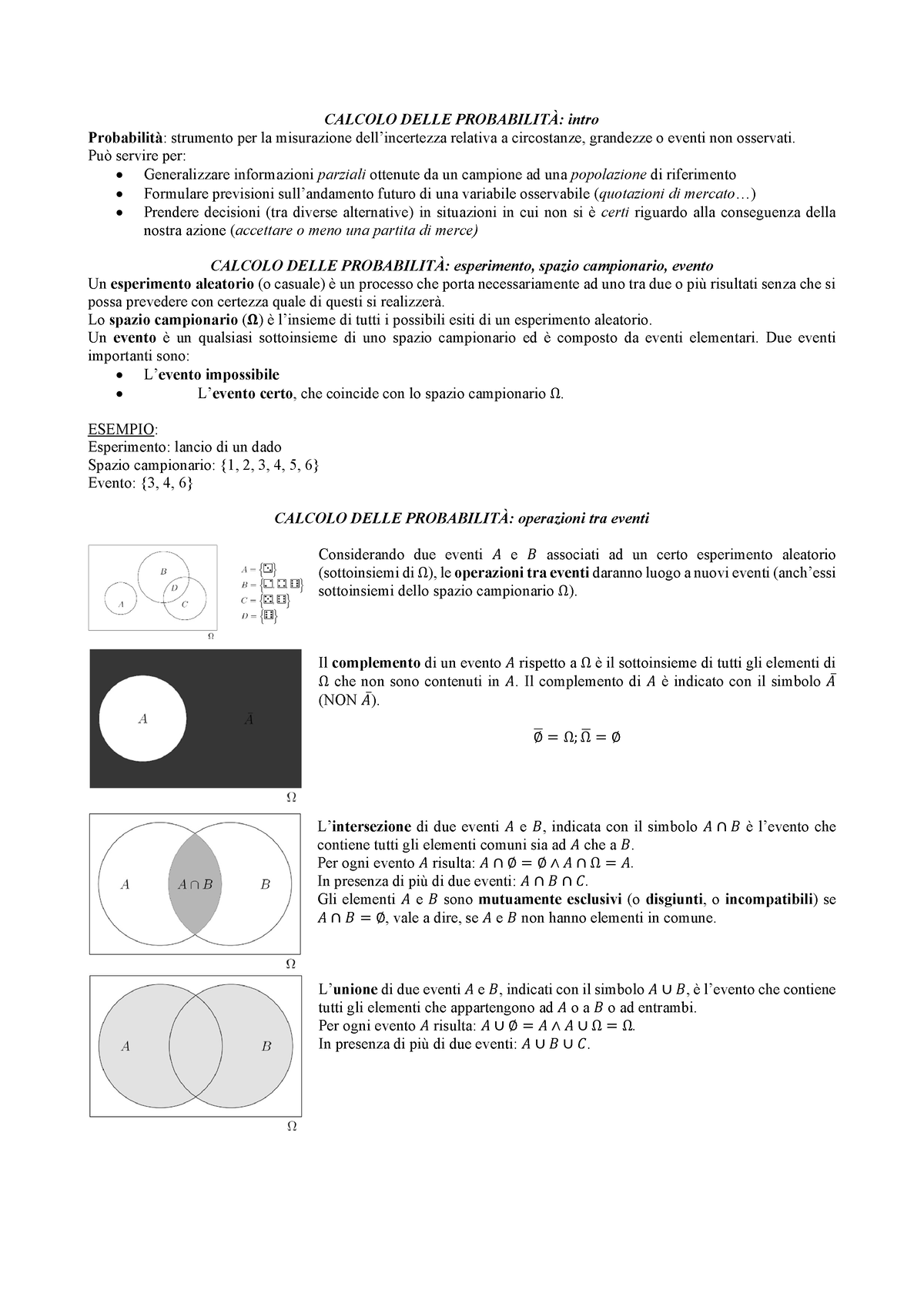 Calcolo Delle Probabilità - CALCOLO DELLE PROBABILITÀ: Intro ...