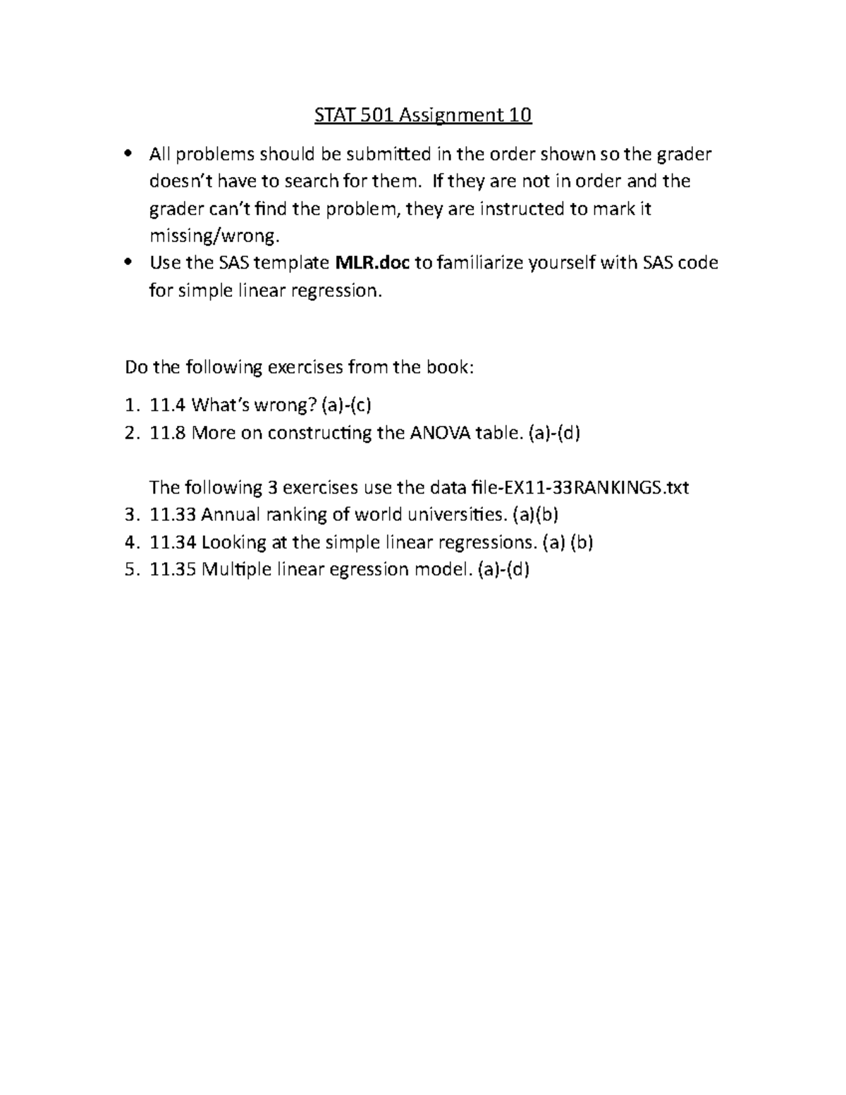 HW10 download - Assignment questions for the whole semester. These ...