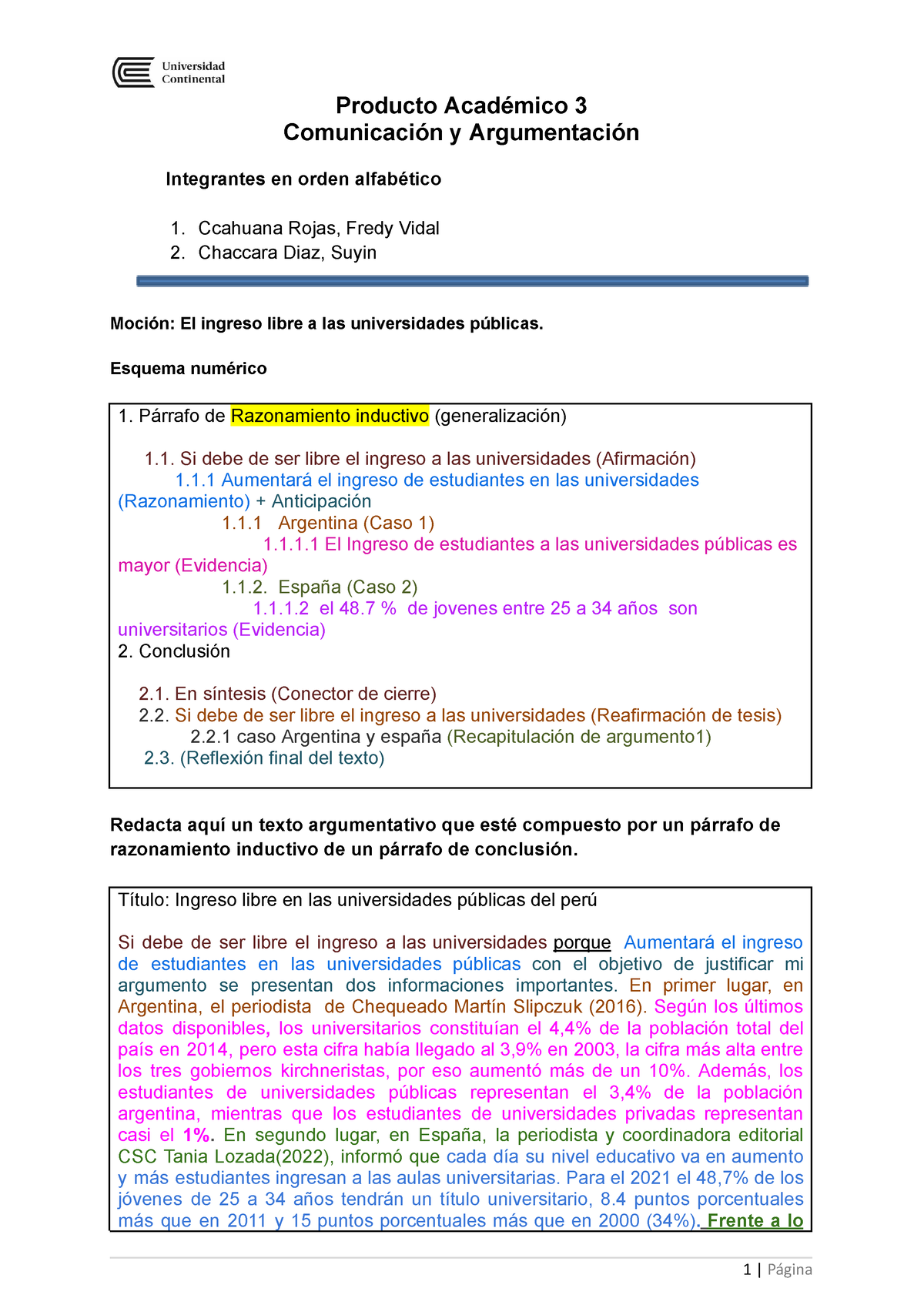 PA3- Comunicacion Y Argumentacion - Producto Académico 3 Comunicación Y ...