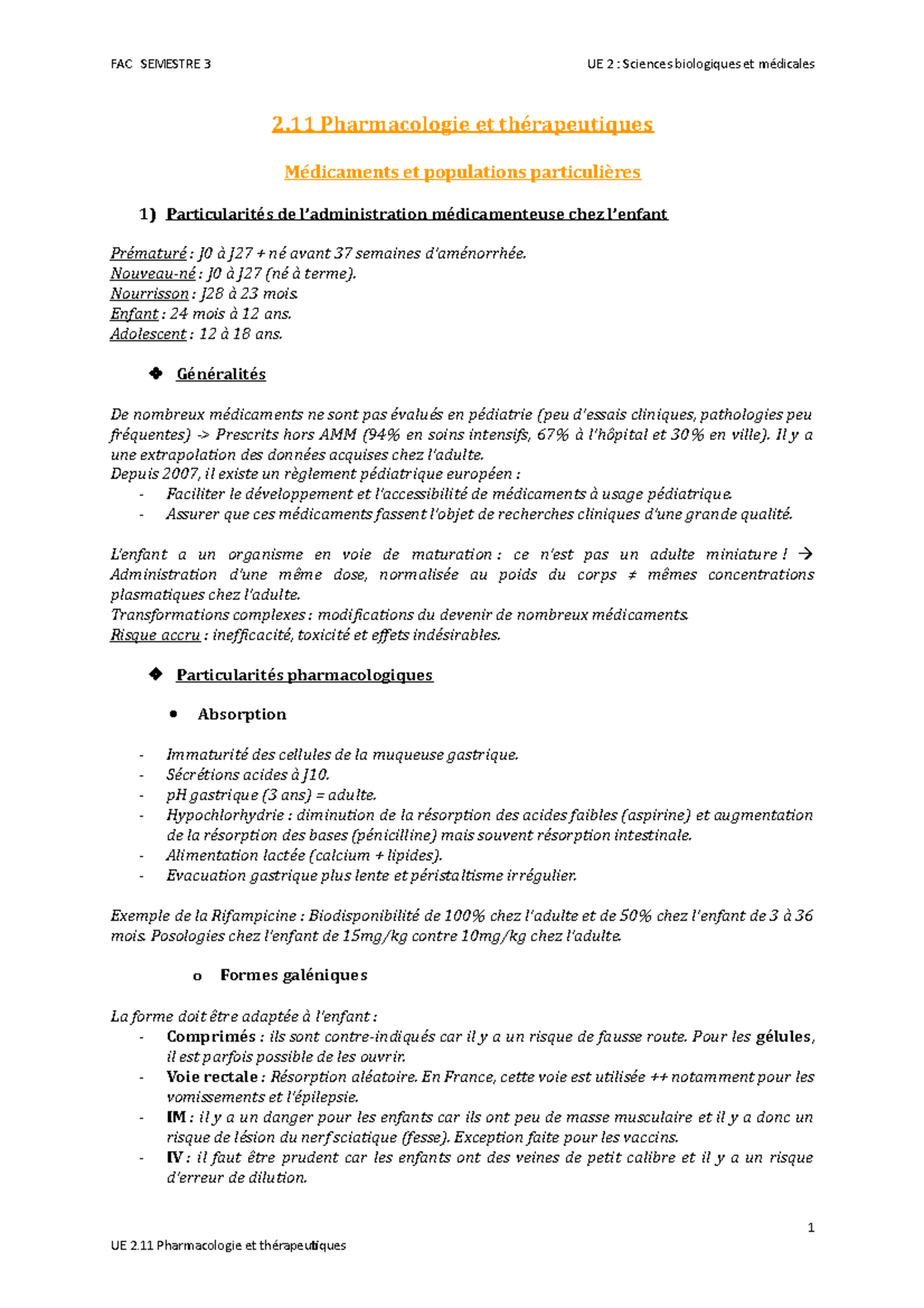 S3 UE2.11 - Cours FAC - 2 Pharmacologie Et Thérapeutiques Médicaments ...