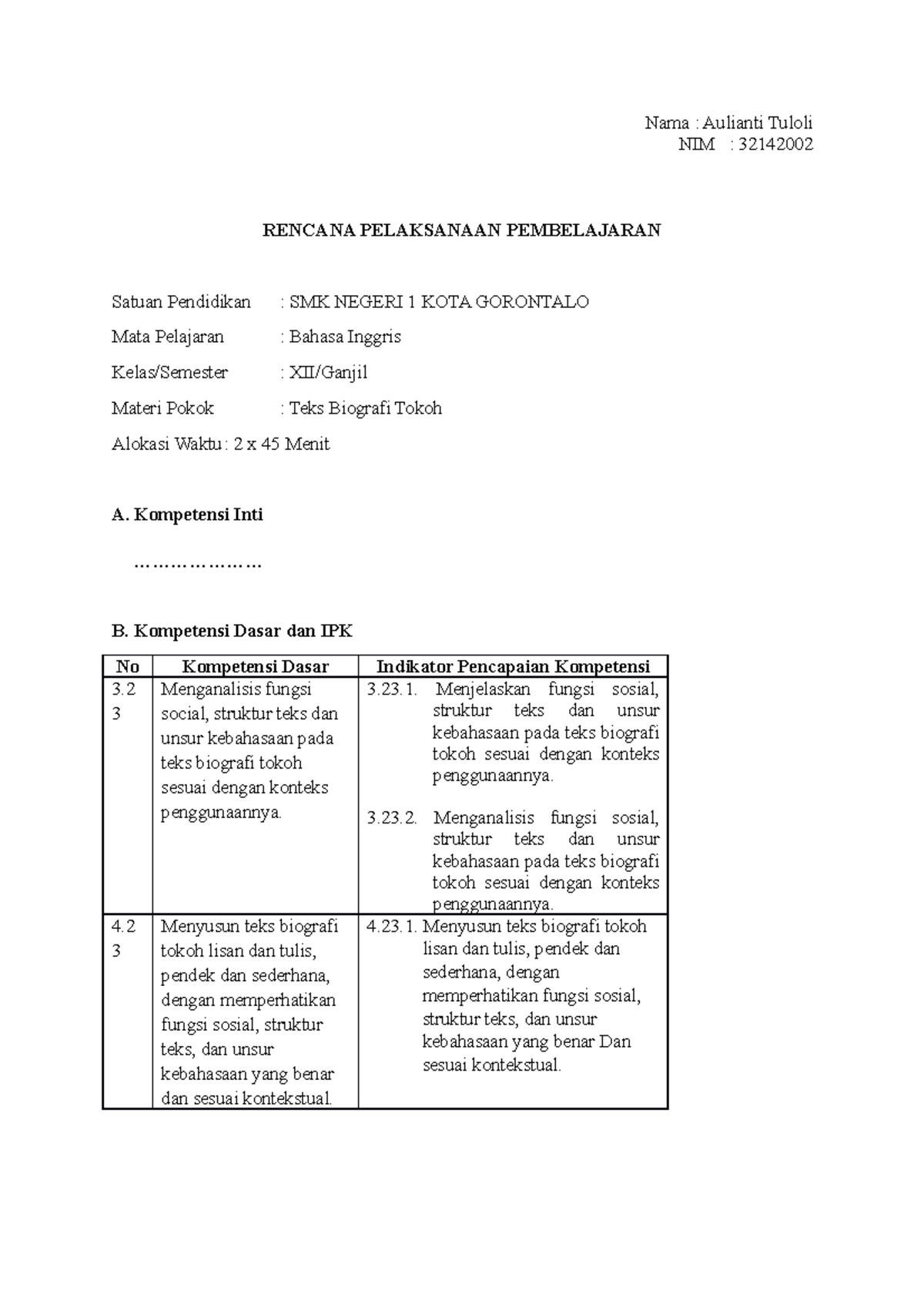 Revisi - English Instructions Design RPP- Aulianti Tuloli - Nama ...