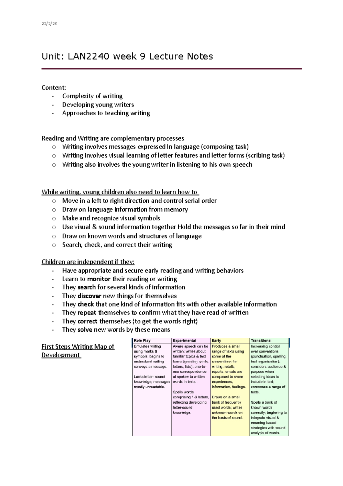 LAN2240 week 9 lecture notes - 22/2/ Unit: LAN2240 week 9 Lecture Notes ...