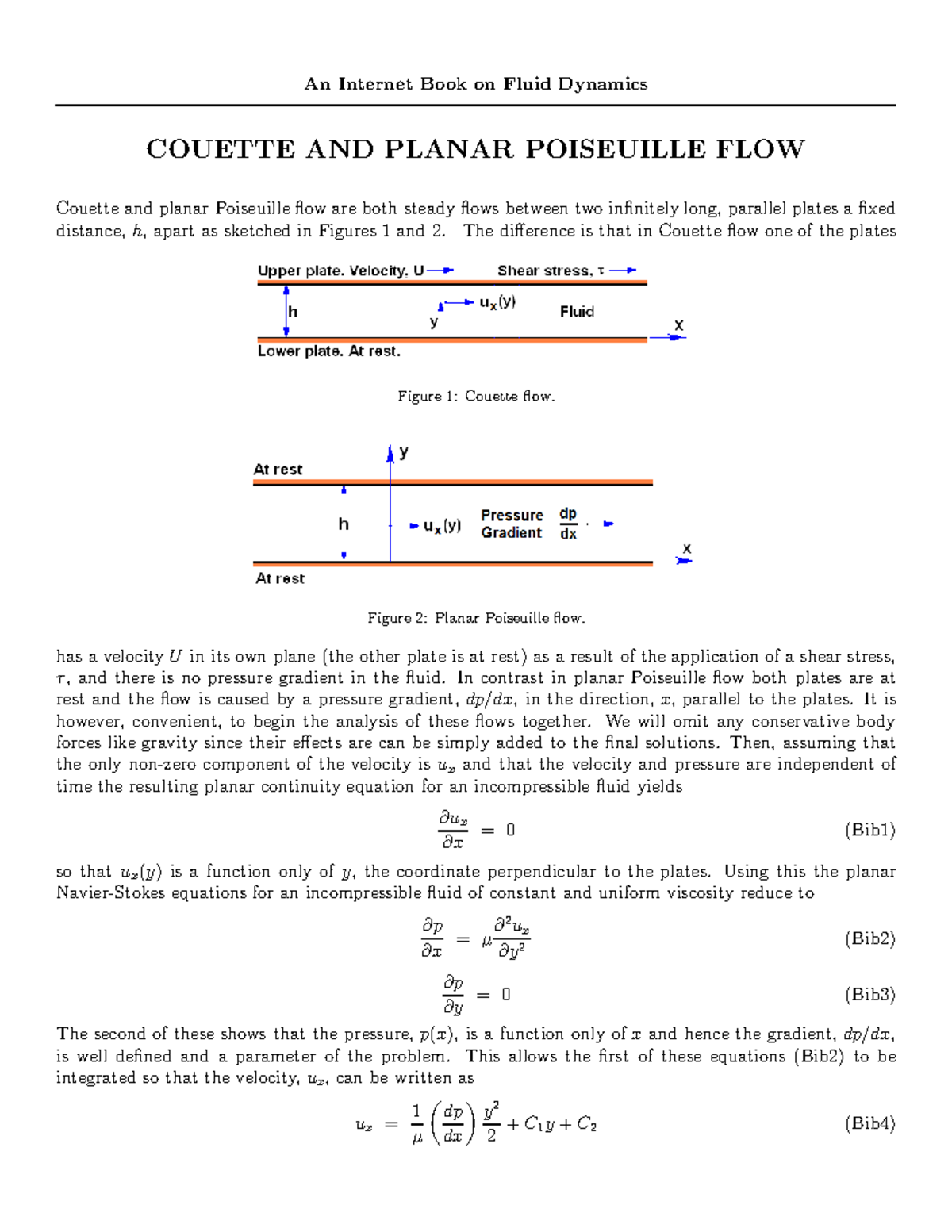 Couette flow fluids - An Internet Book on Fluid Dynamics COUETTE AND ...