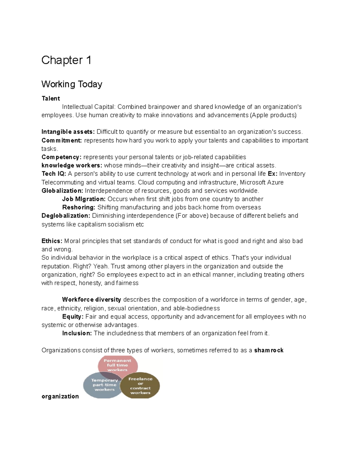 GMS 200 Notes - Chapter 1 Working Today Talent Intellectual Capital ...