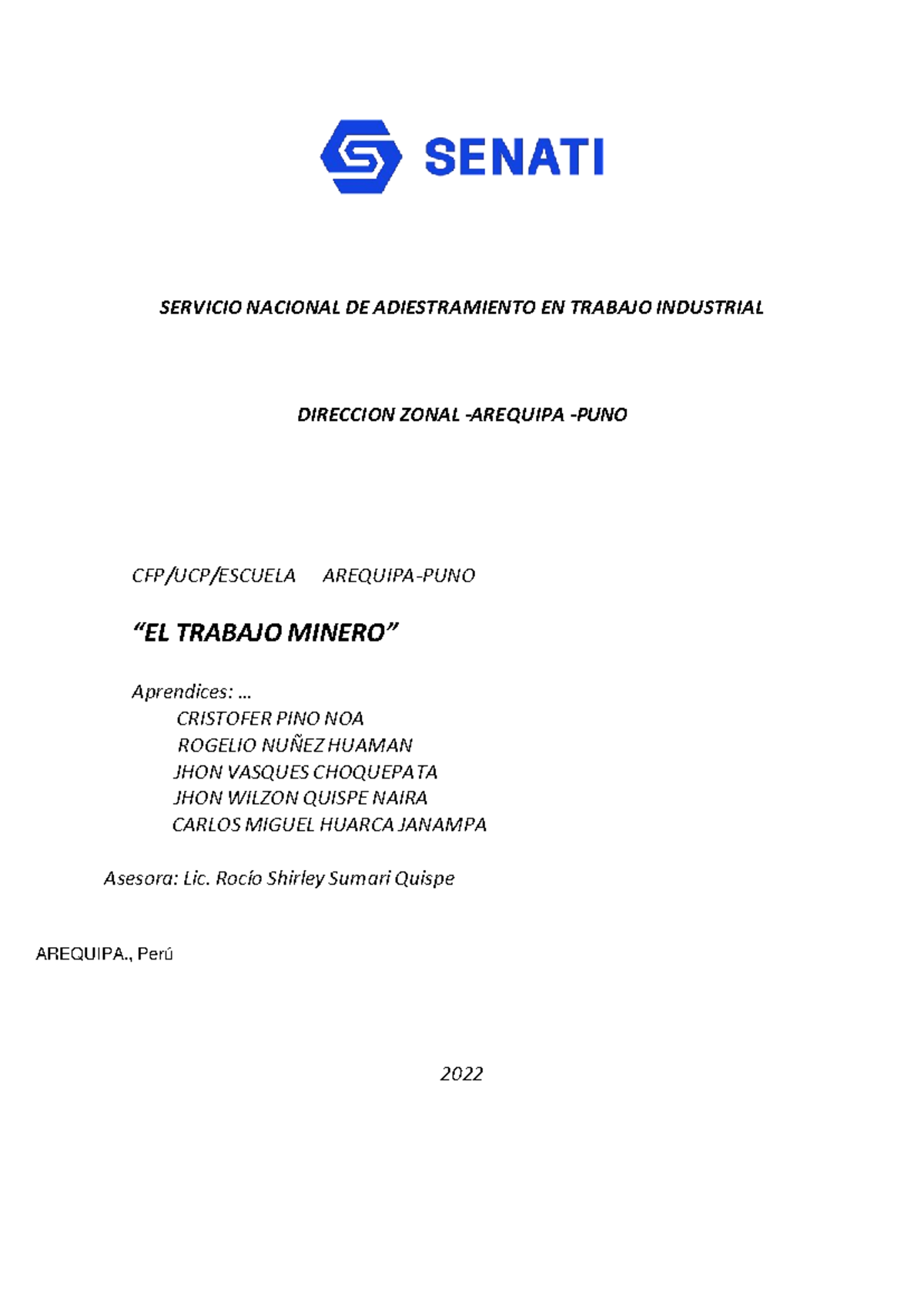 Trabajo Final Temai Senati - SERVICIO NACIONAL DE ADIESTRAMIENTO EN ...