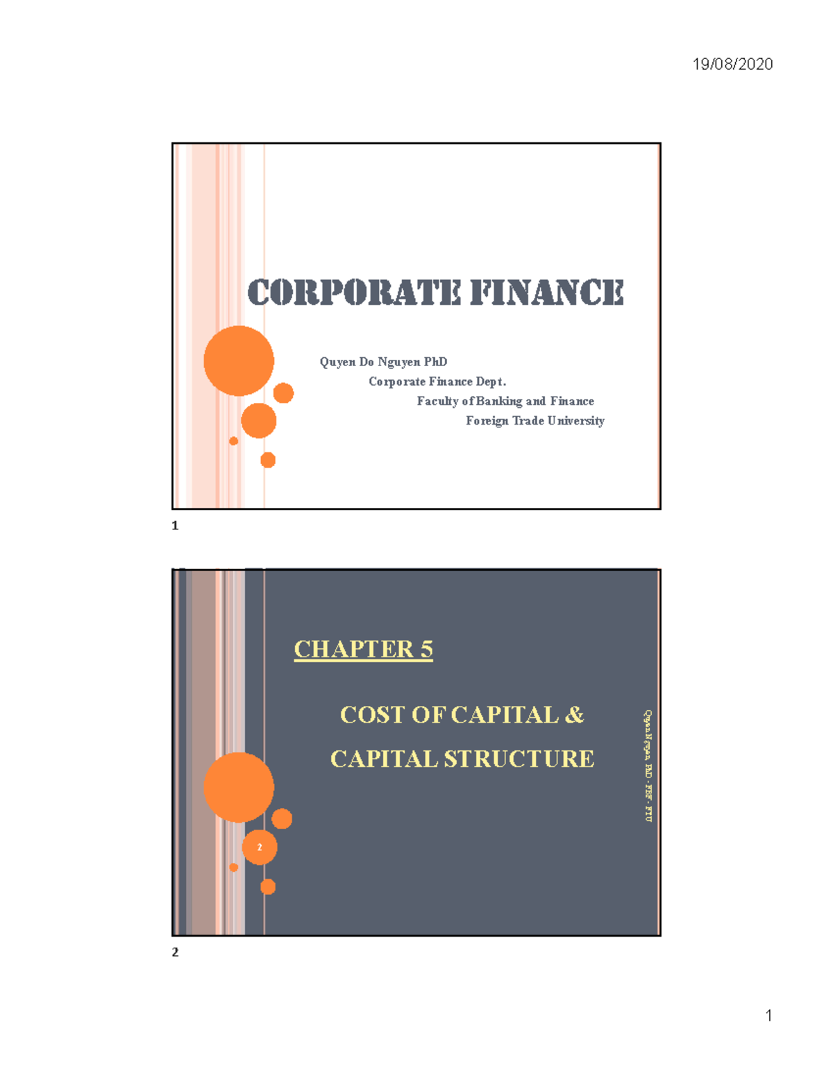 Chapter 5 Capital Structure CORPORATE FINANCE Quyen Do Nguyen PhD