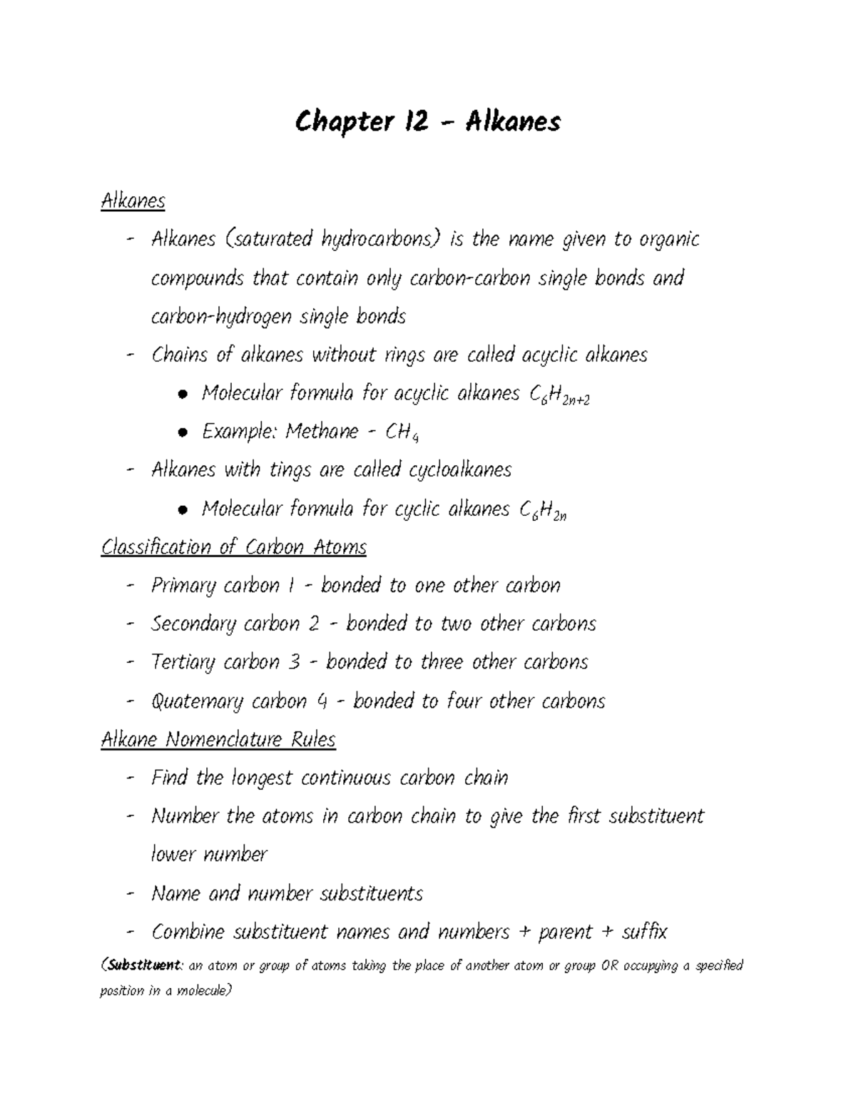 Chem notes 1 27 - For Valerie Moses's Chem Class - Chapter 12 - Alkanes ...