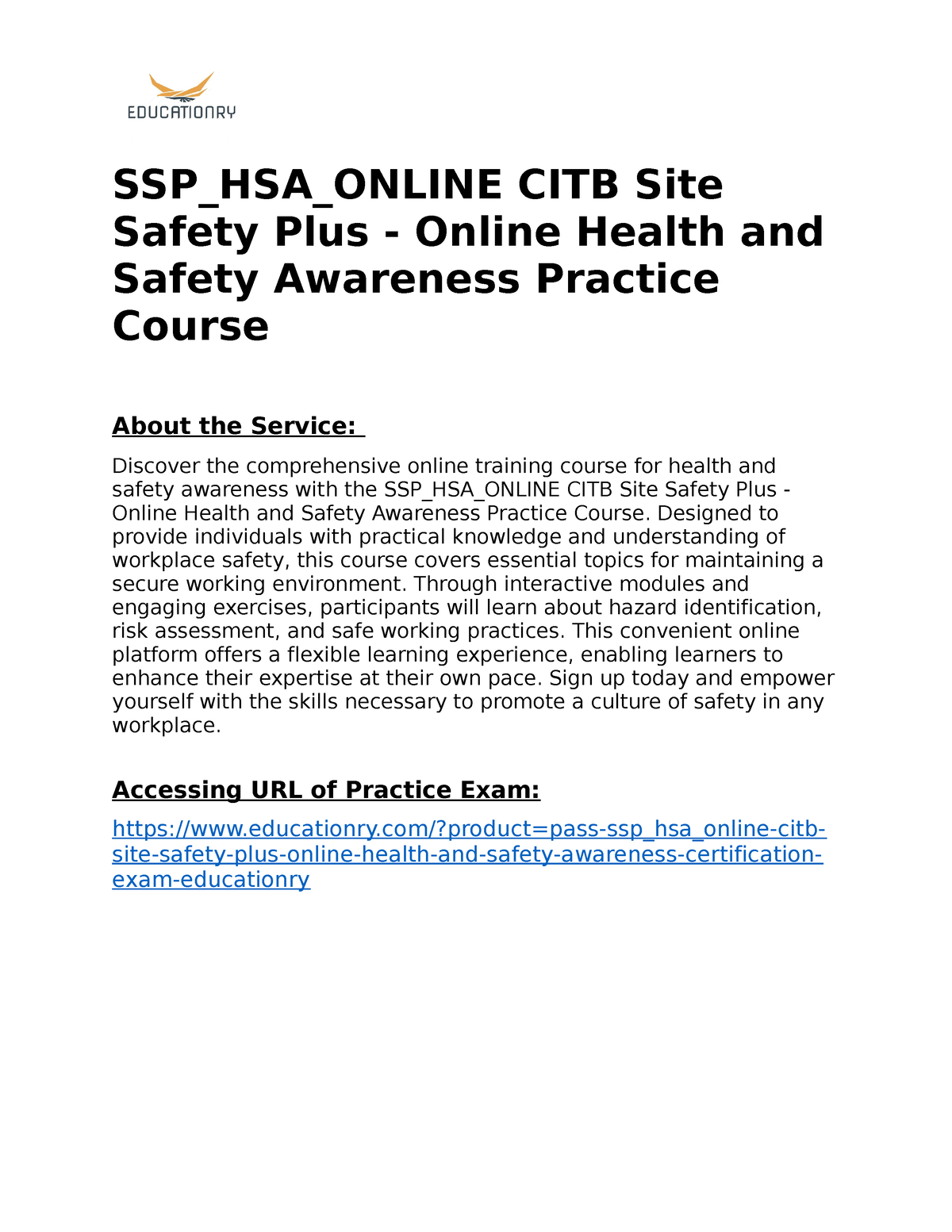 SSP_HSA_ONLINE CITB Site Safety Plus - Online Health And Safety ...