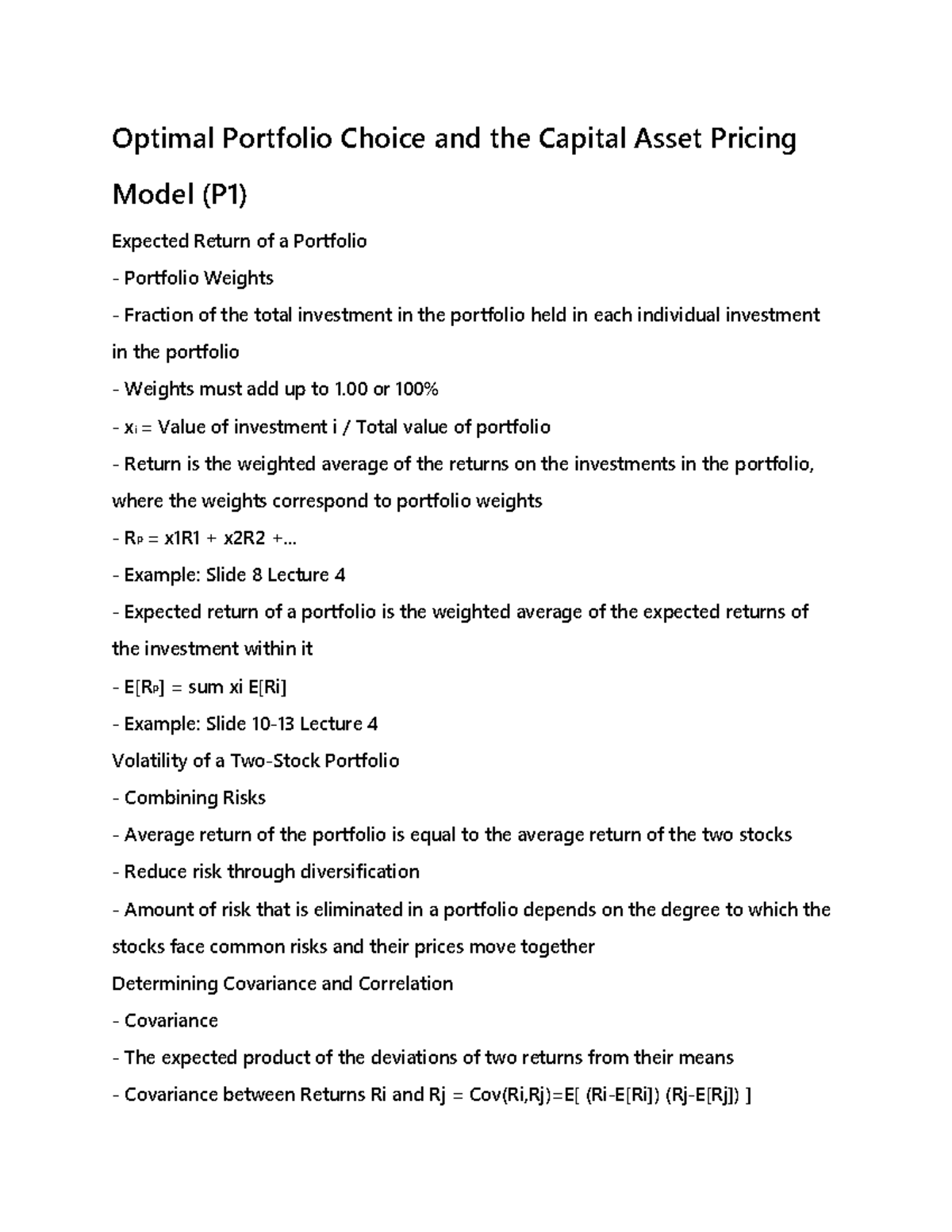 Optimal Portfolio Choice And The Capital Asset Pricing Model - Optimal ...