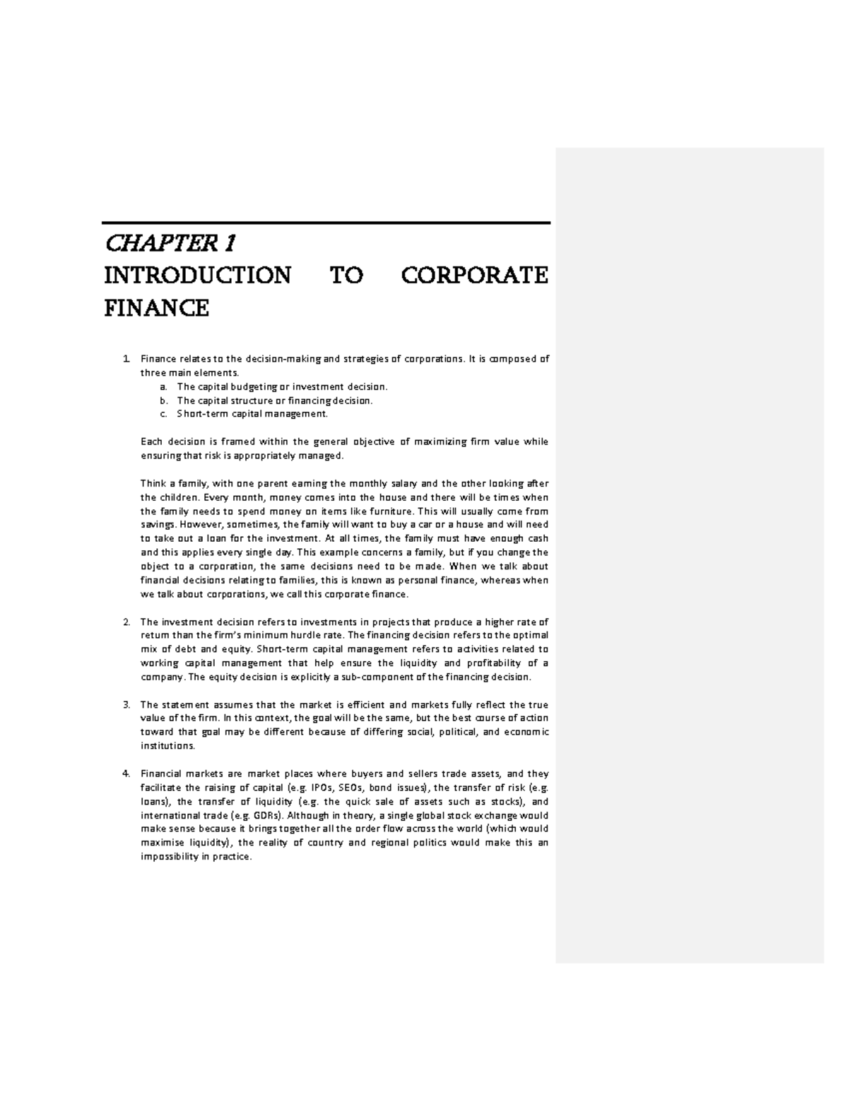 Chapter 1 Solutions - CHAPTER 1 INTRODUCTION TO CORPORATE FINANCE 1 ...