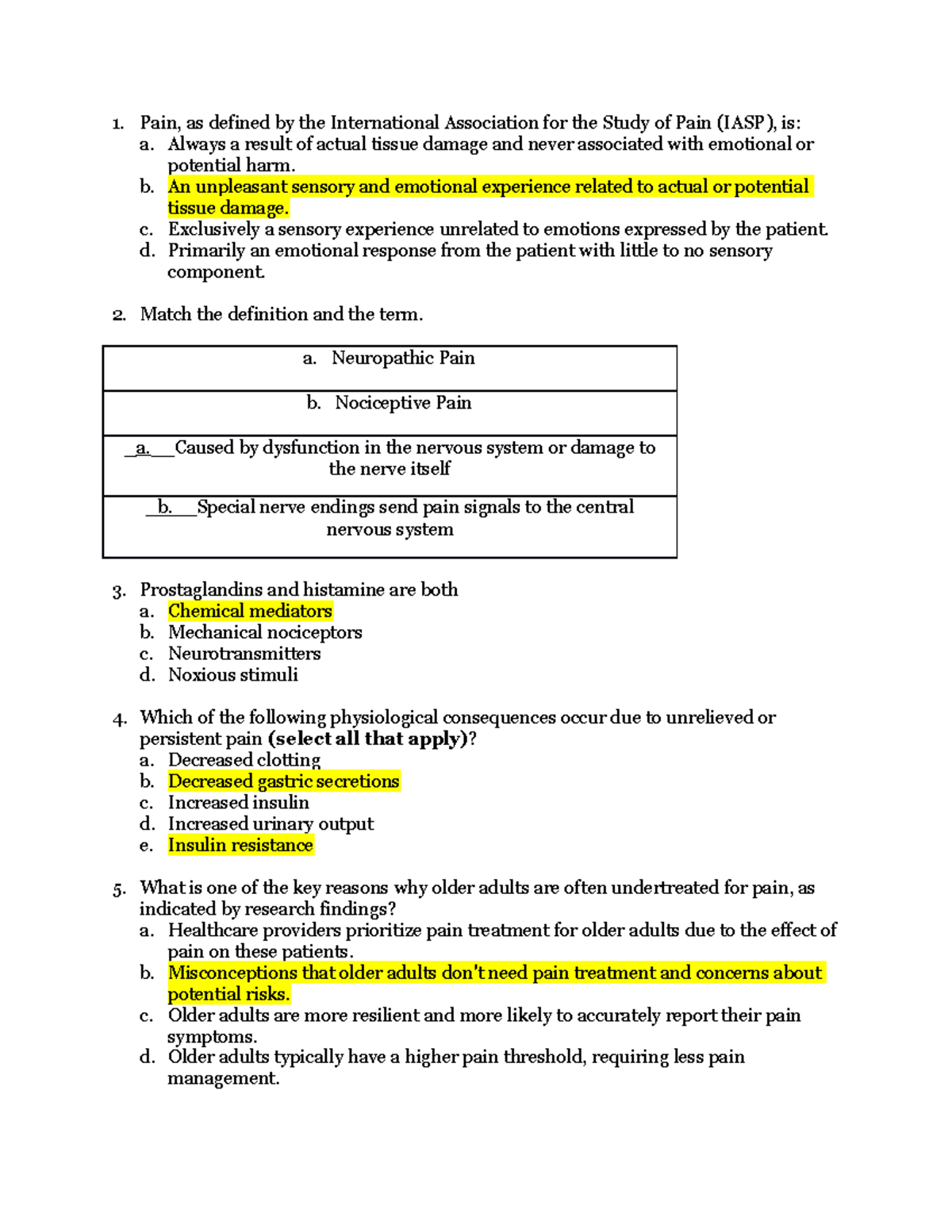 Pain Questions with Answers Add to PPP Pain, as defined by the