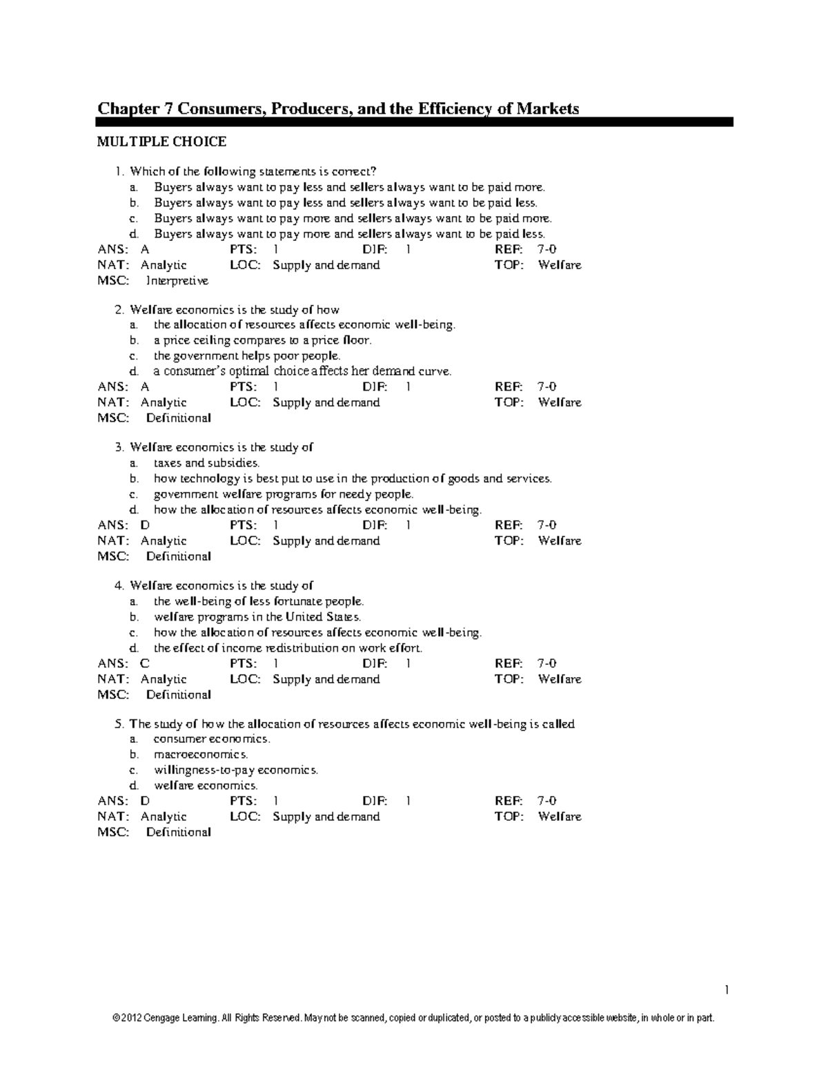 Chapter 7 Consumers, Producers, And The Efficiency Of Markets - Buyers ...