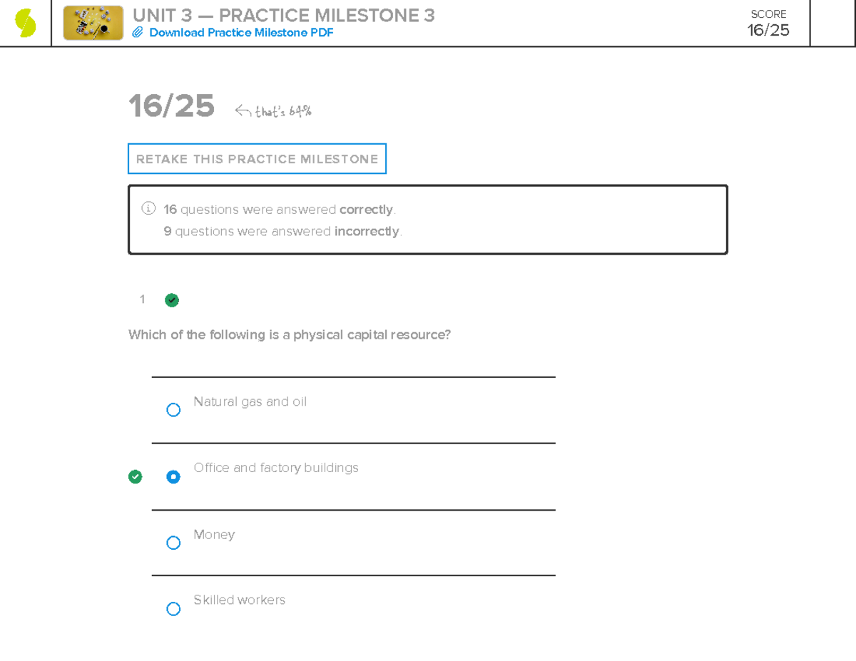Unit 3 Test (practise) - Study Guides - 1 16/25 that's 64% RETAKE THIS ...