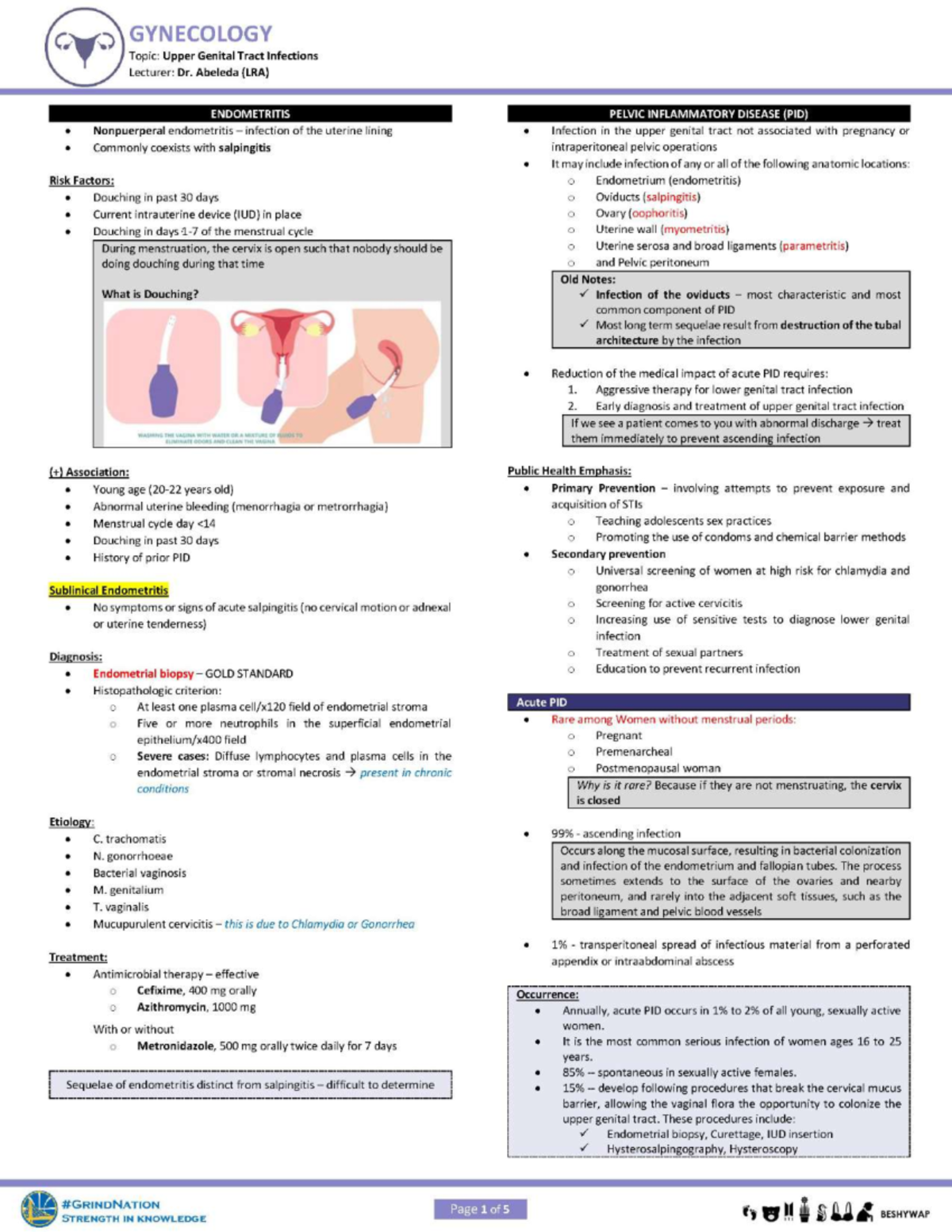 Upper Genital Infections 1 By Dra. Abeleda - - Studocu