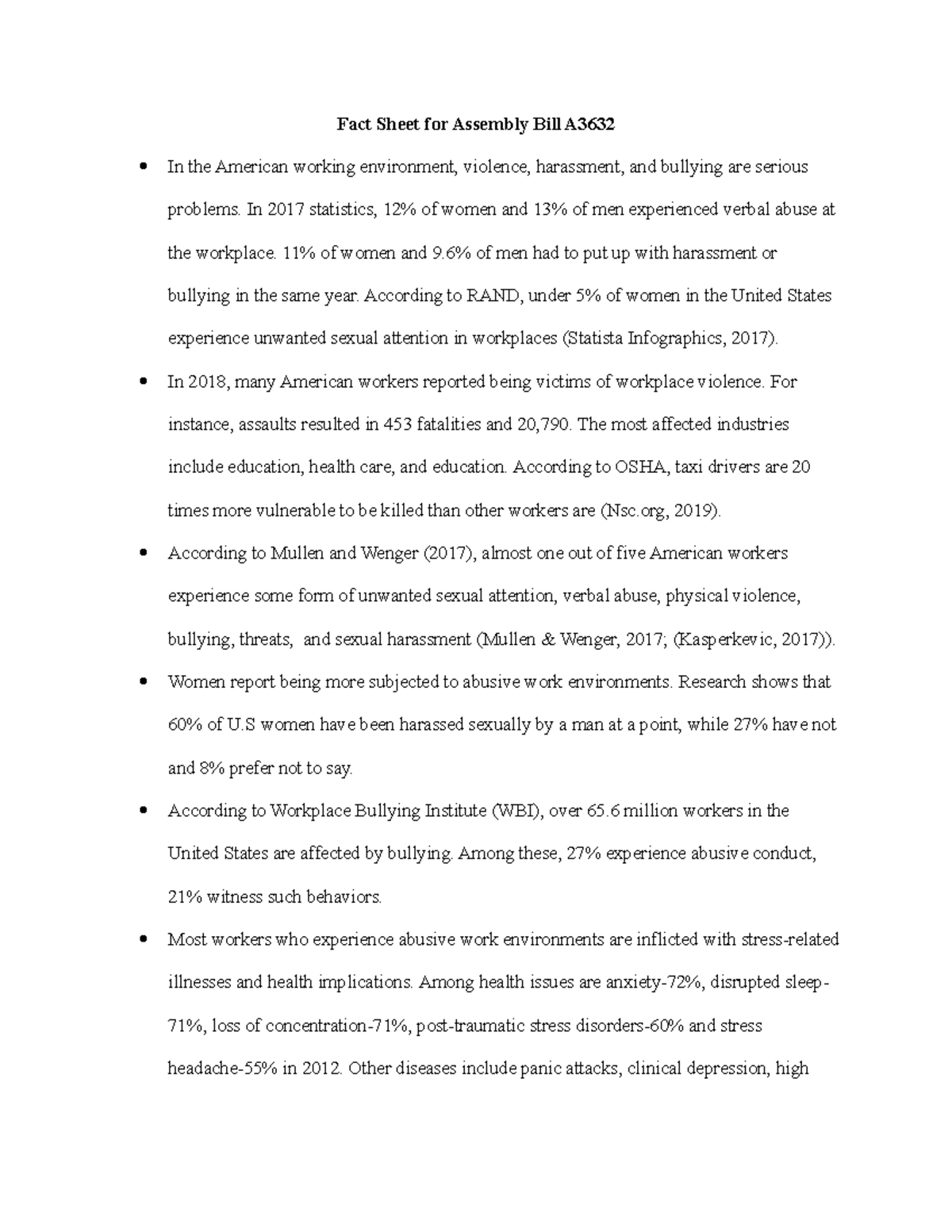 Fact Sheet for Assembly Bill A3632 Fact Sheet for Assembly Bill A In