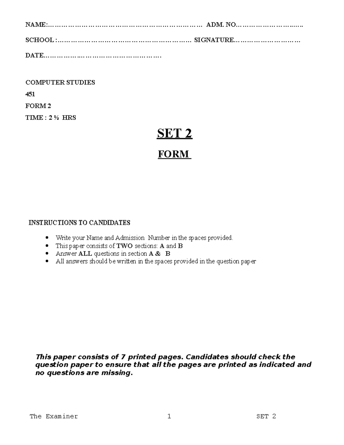 COMP SET QUESTIONS 2 QNS - - Studocu