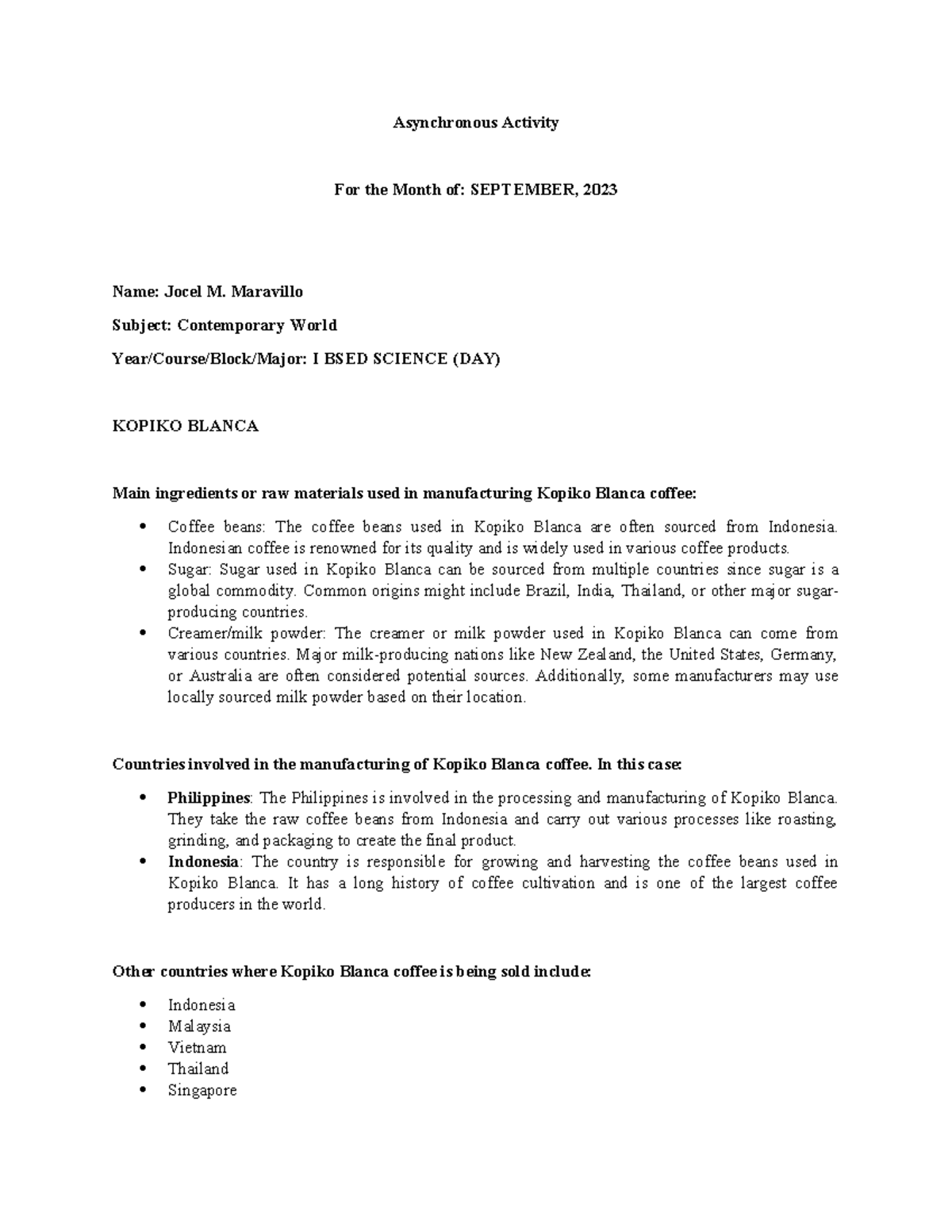 CW Assignment - Asynchronous Activity For the Month of: SEPTEMBER, 2023 ...