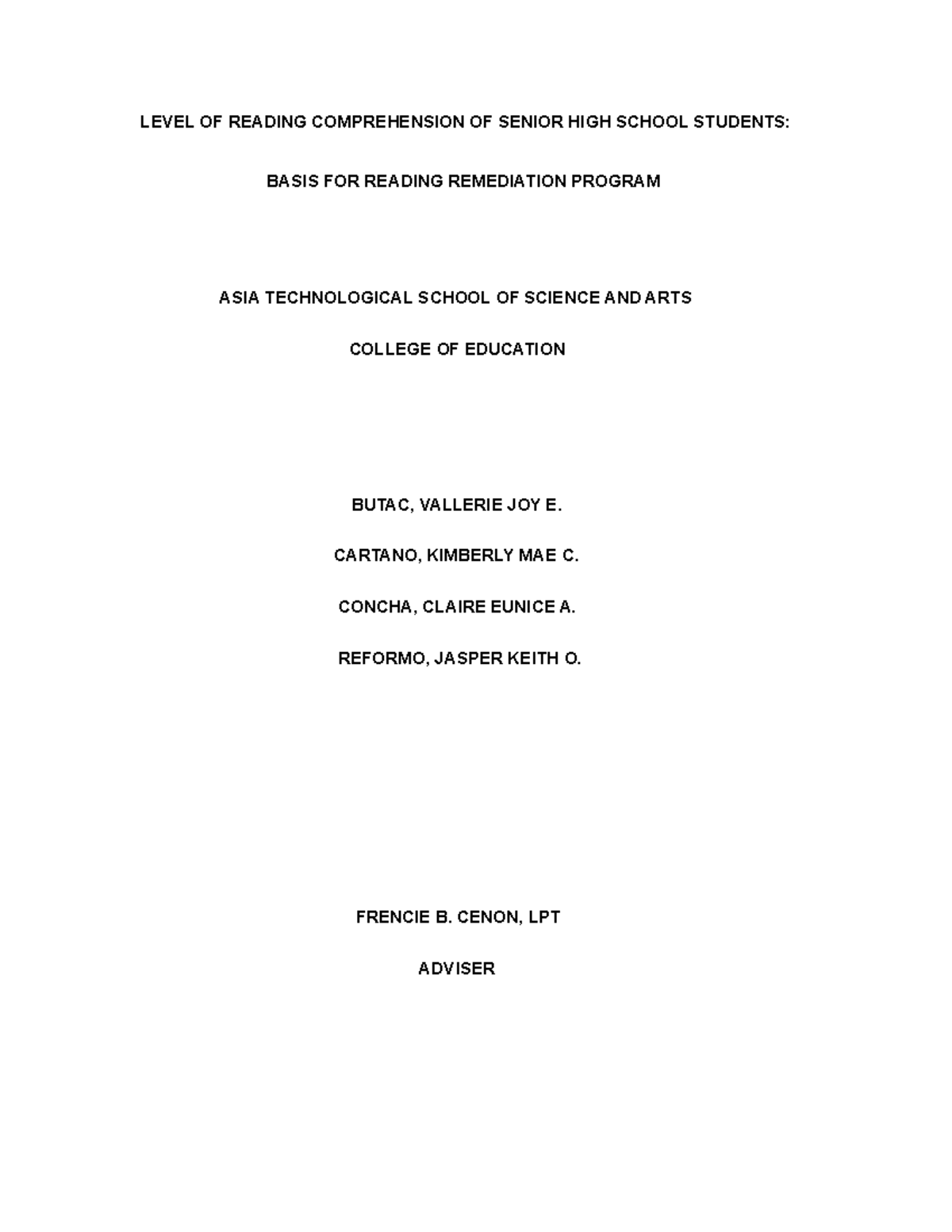 Levels of reading comprehension chapter 1 3 final level of reading