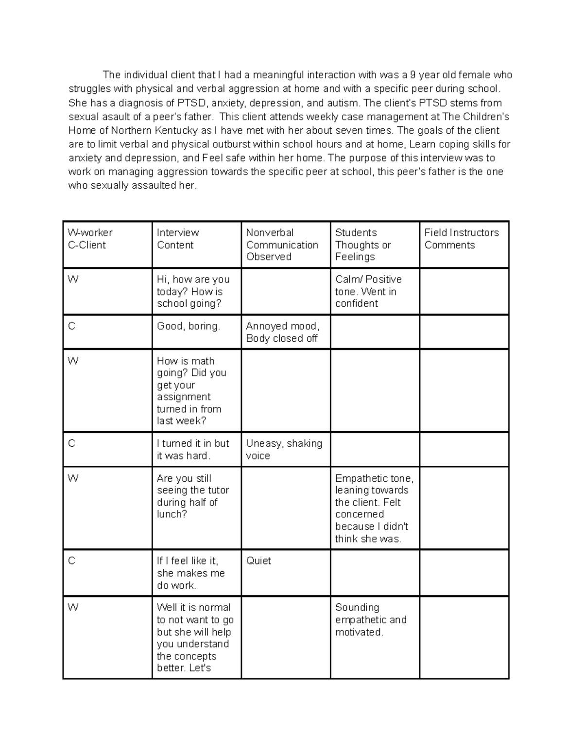 Field Placement Process Record The Individual Client That I Had A   Thumb 1200 1553 