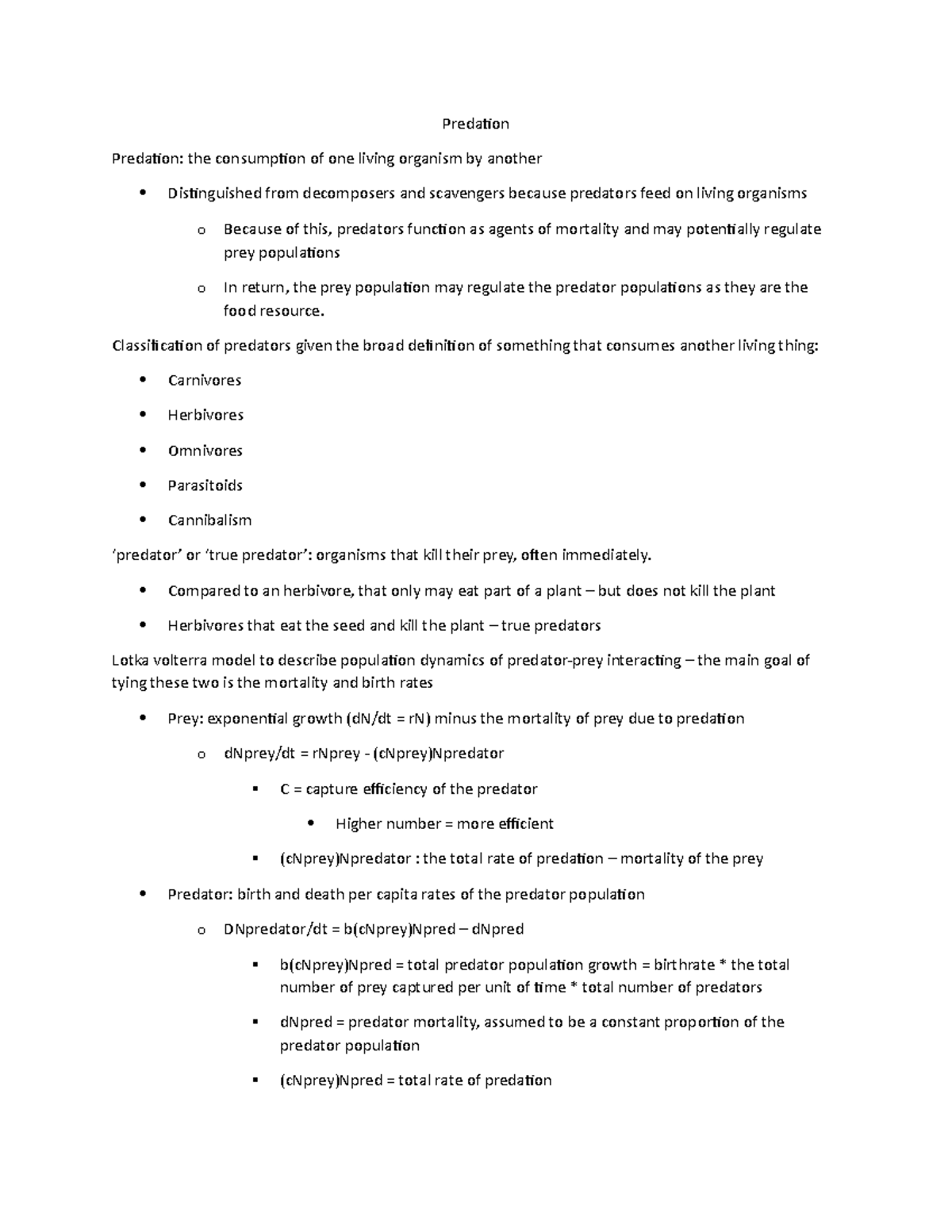 Predation - section 3 on exam 3 review - Predation Predation: the ...
