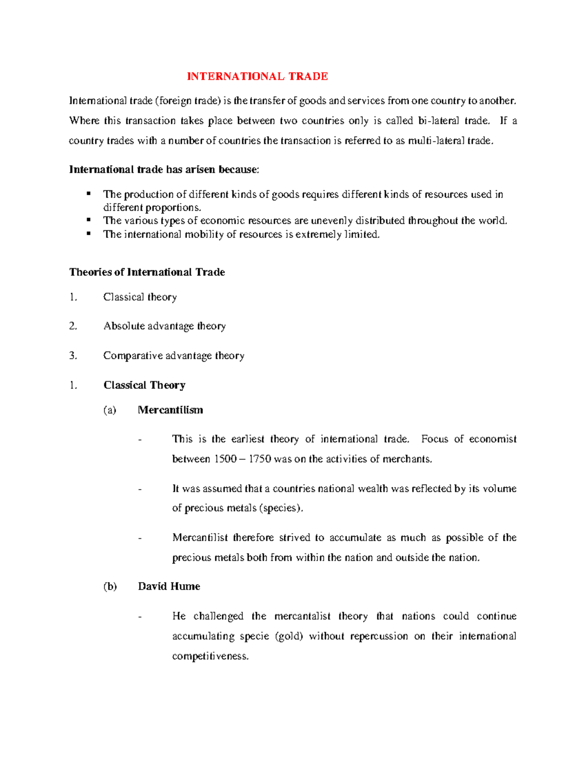 international trade assignments