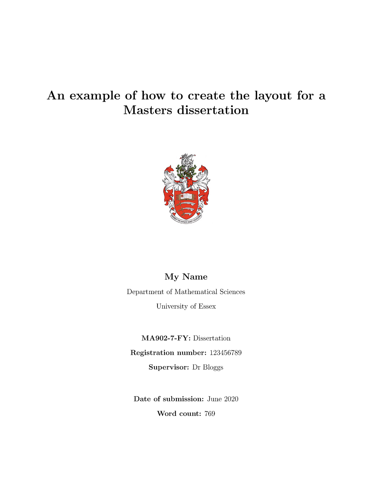 layout of a masters dissertation