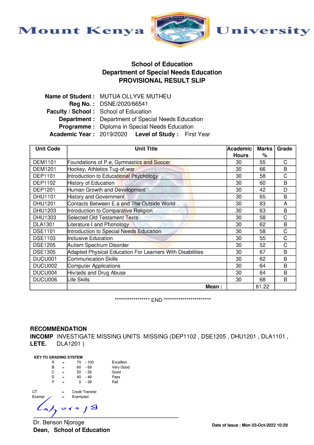 Transcript 2022Oct03 DSNE 2020 66541 School of Education Department