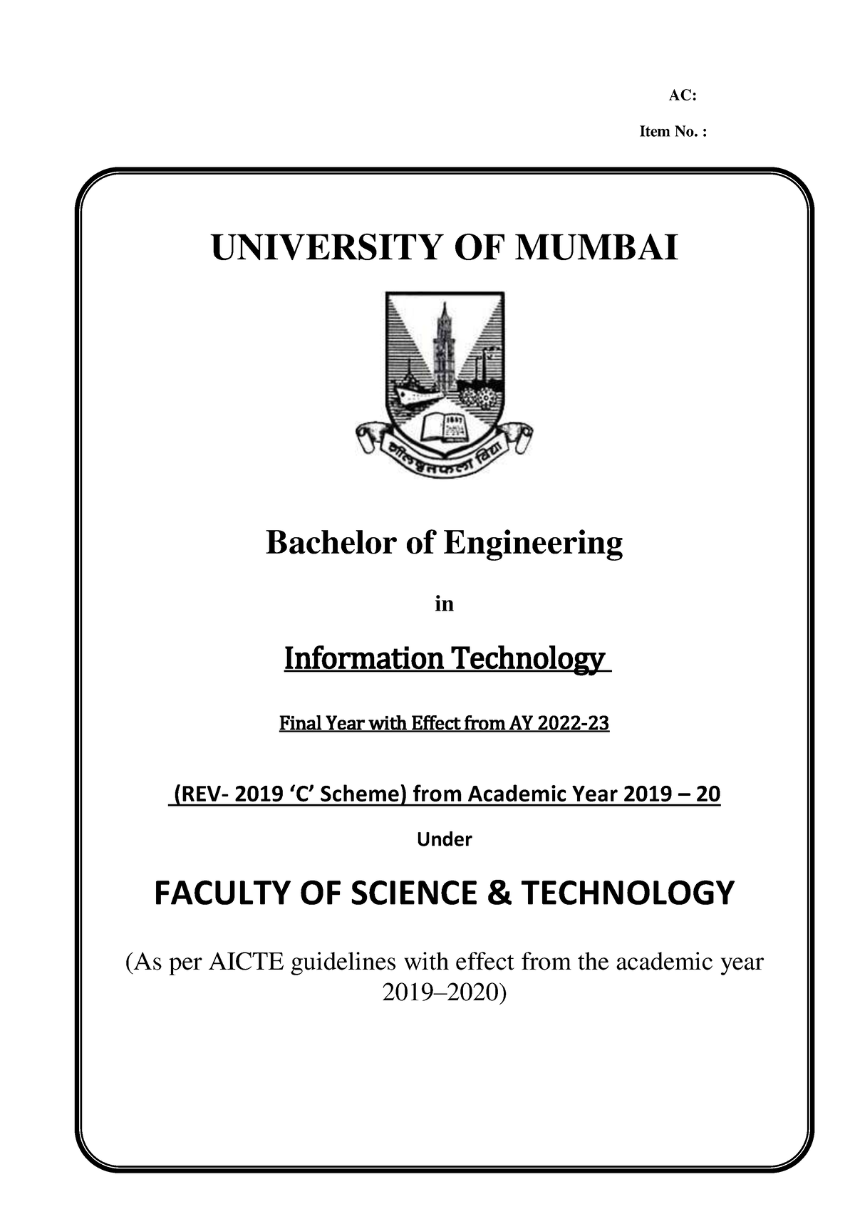 Information Technology Engineering Syllabus Sem Vii Mumbai University ...