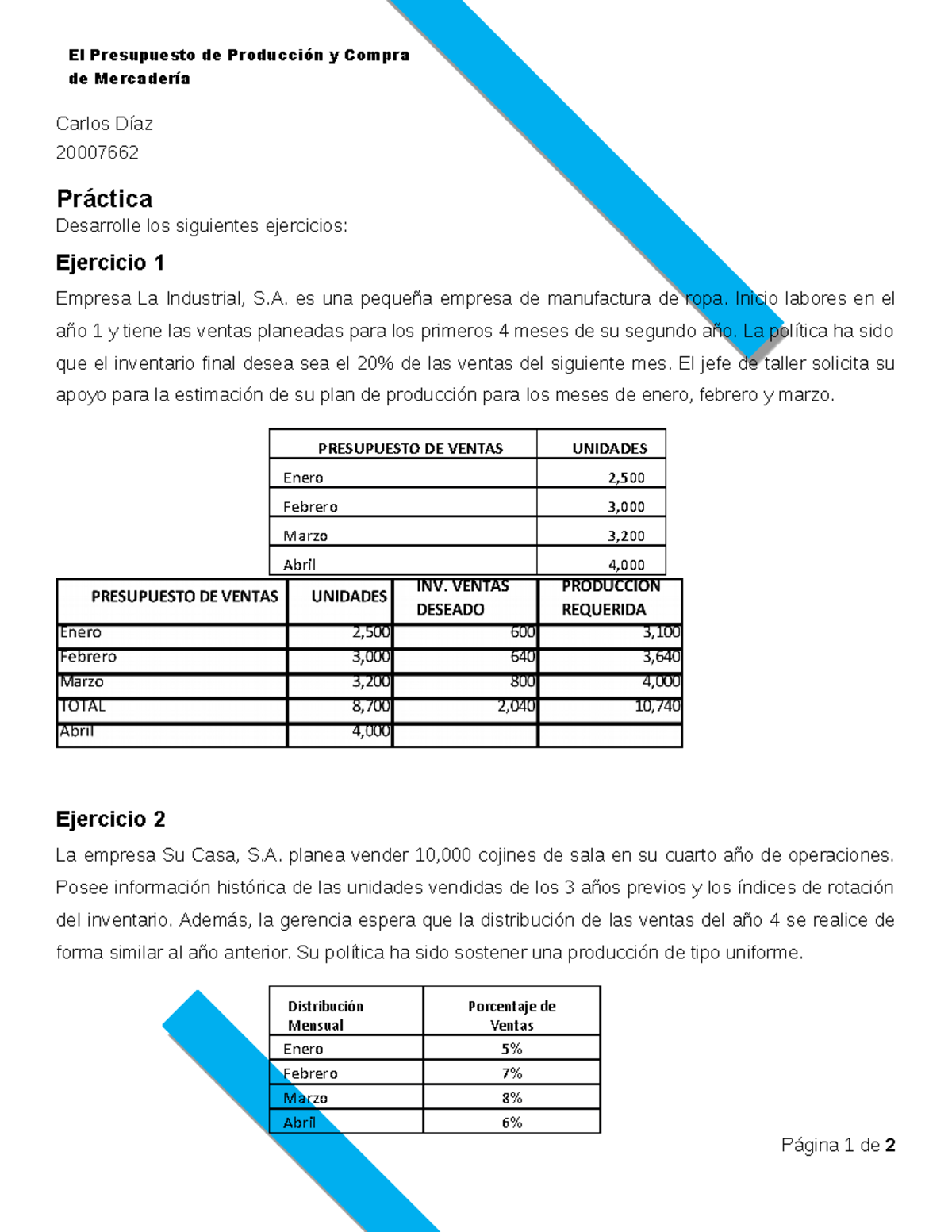 Tarea 2 de presupuestos promedios y costos de las empresas - Carlos ...