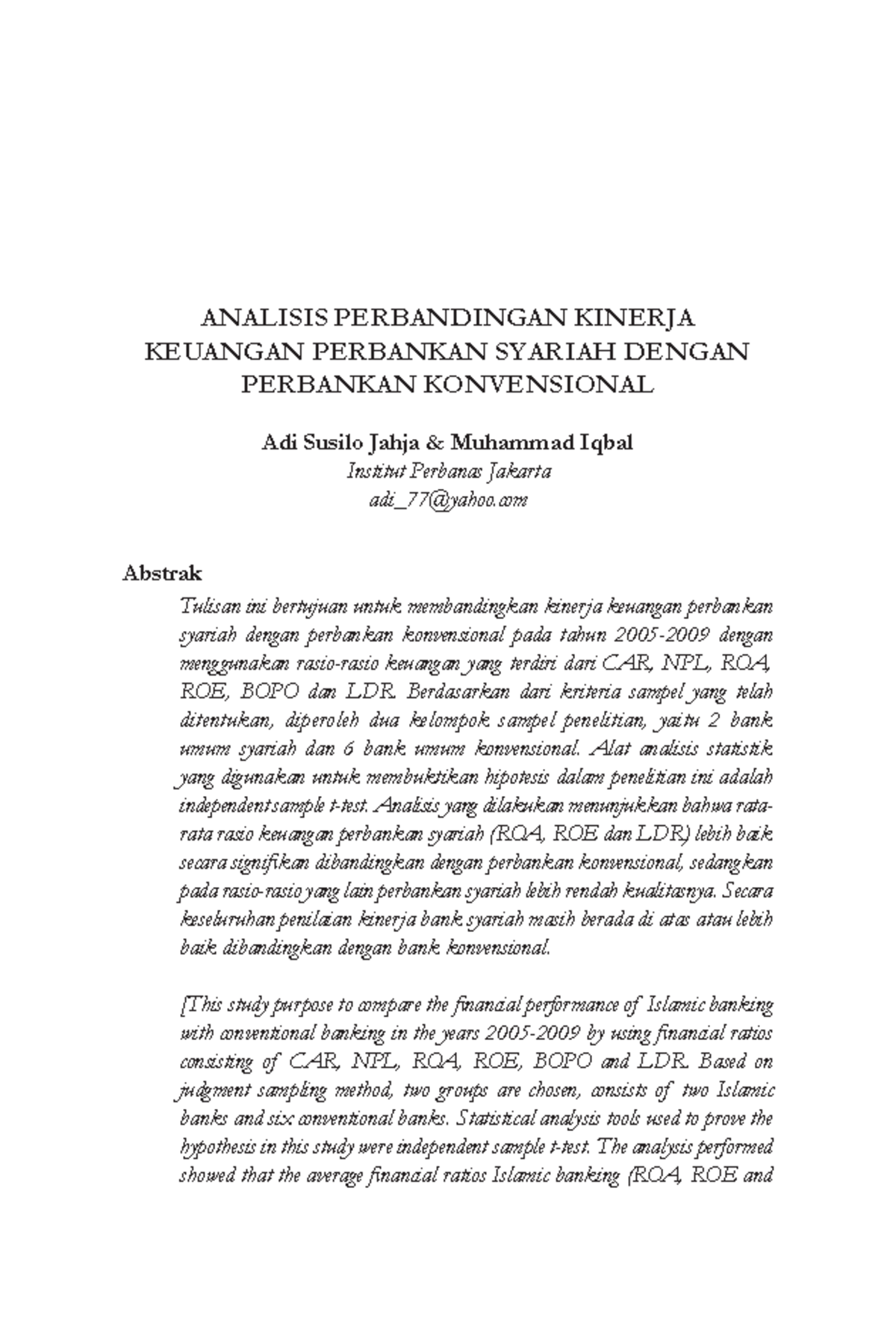 29-Article Text-51-1-10-2015 1231 - ANALISIS PERBANDINGAN KINERJA ...