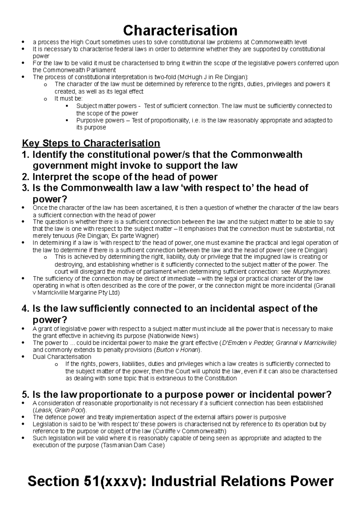 law2314-constitutional-law-exam-notes-characterisation-a-process