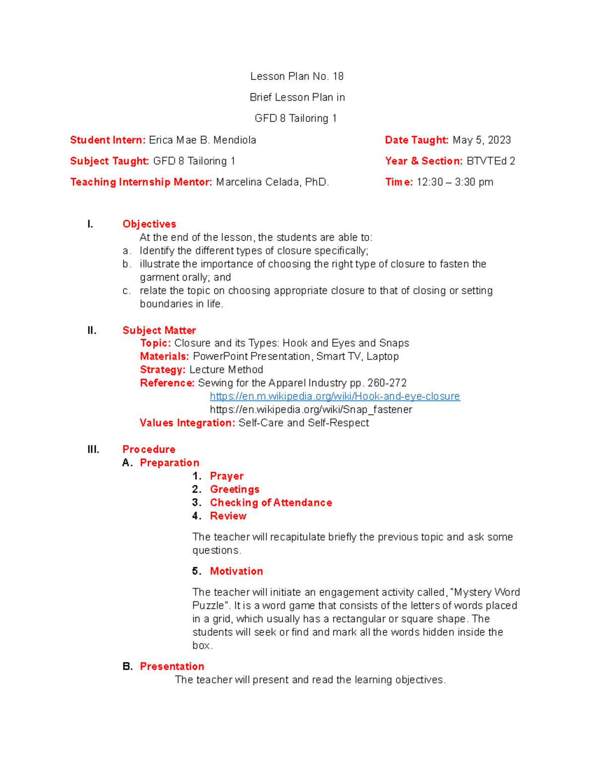 HOOK AND EYES introduction and basic information of the process and