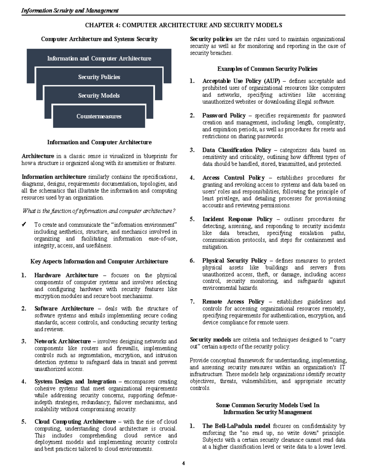 Information Security and Management - CHAPTER 4: COMPUTER ARCHITECTURE ...