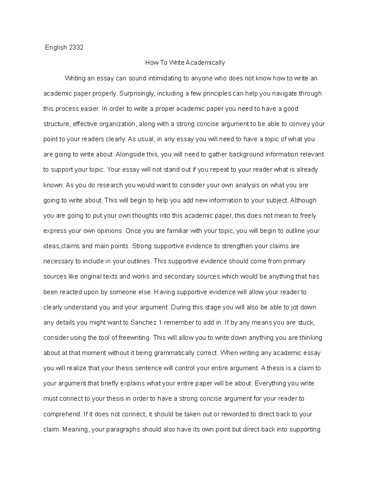 English 2332 How to Write Academically English 2332 How To Write