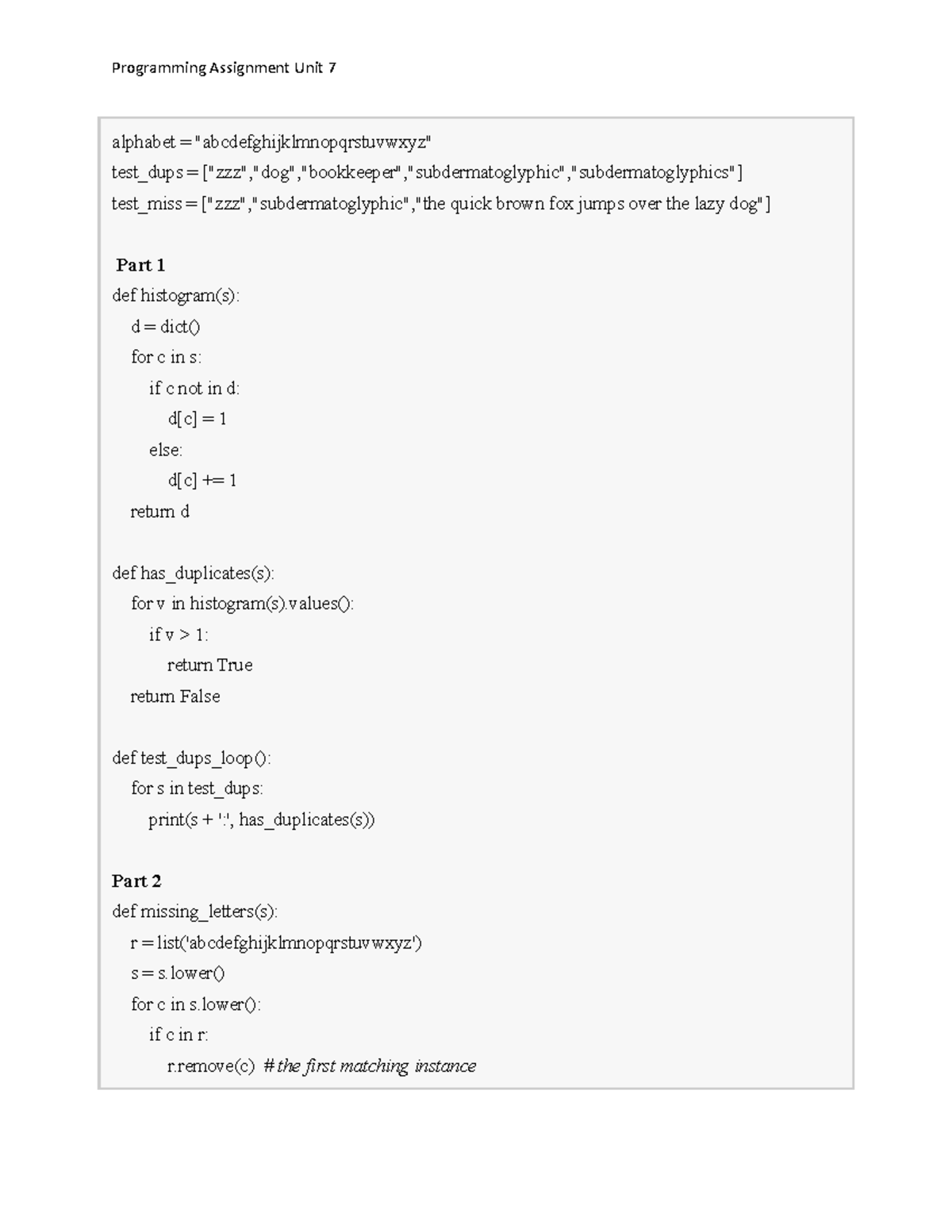 week 7 programming assignment 1